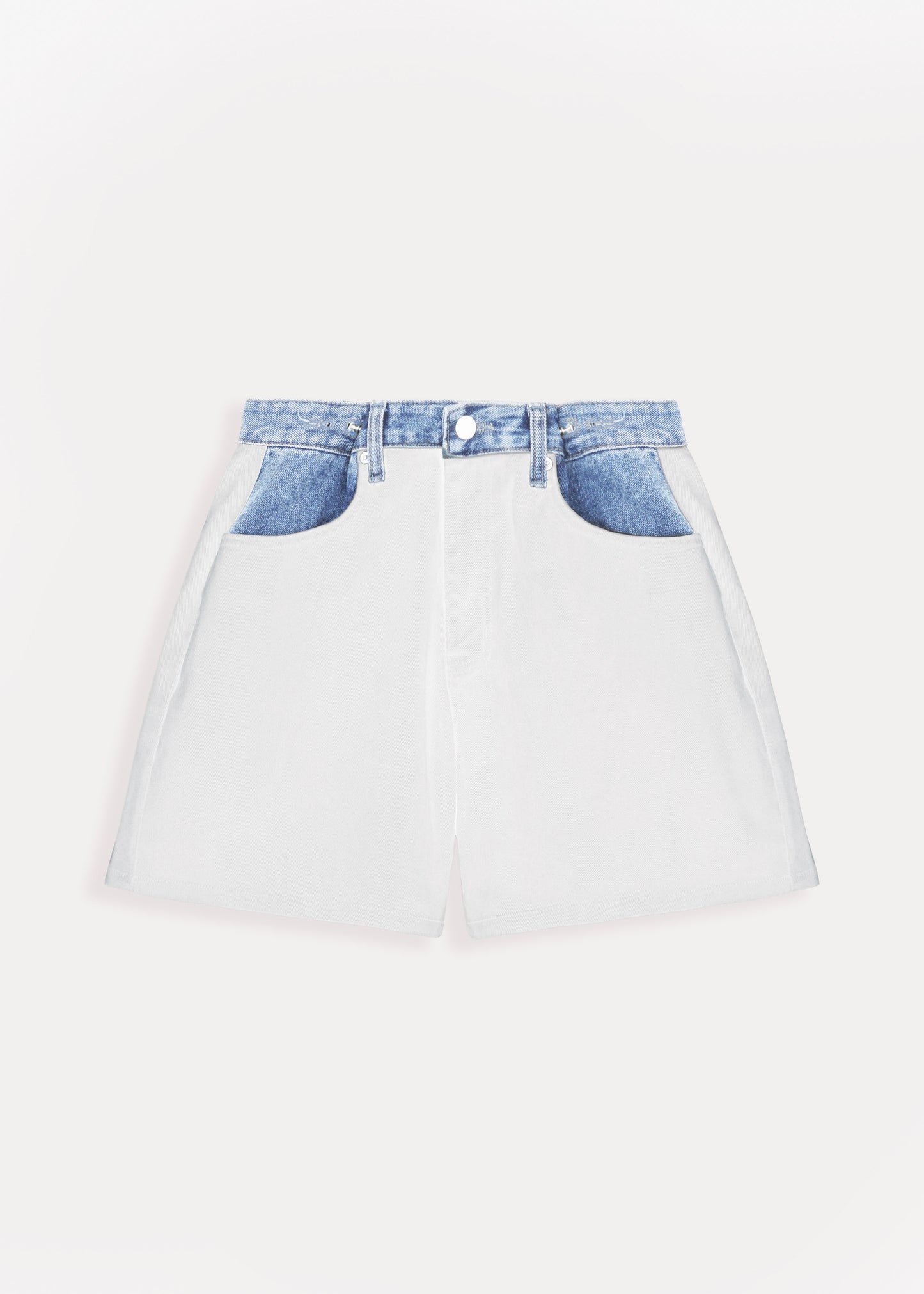 Hayla Contrast Denim Shorts - Off White/Blue