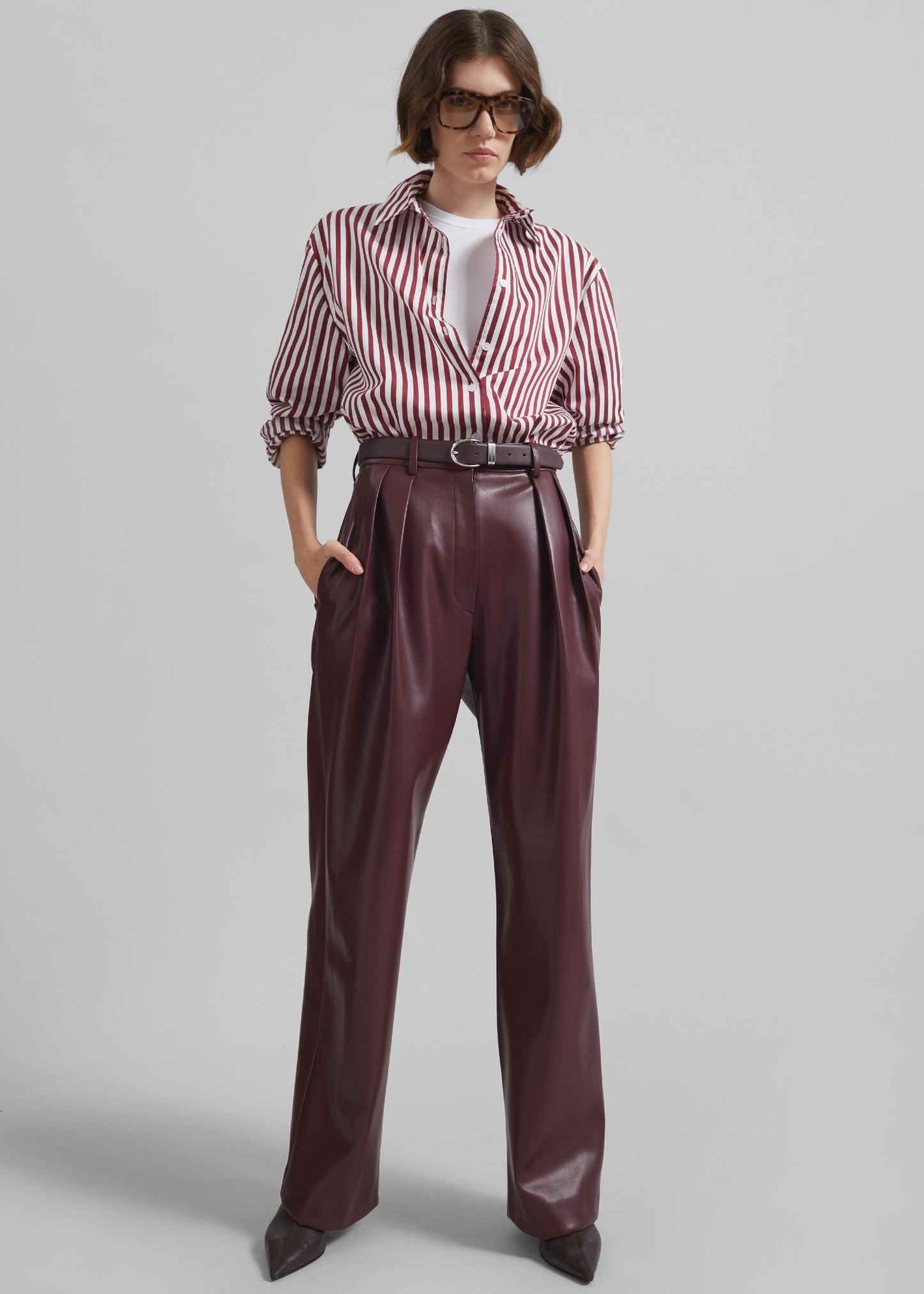 Helsinki Faux Leather Pants - Burgundy