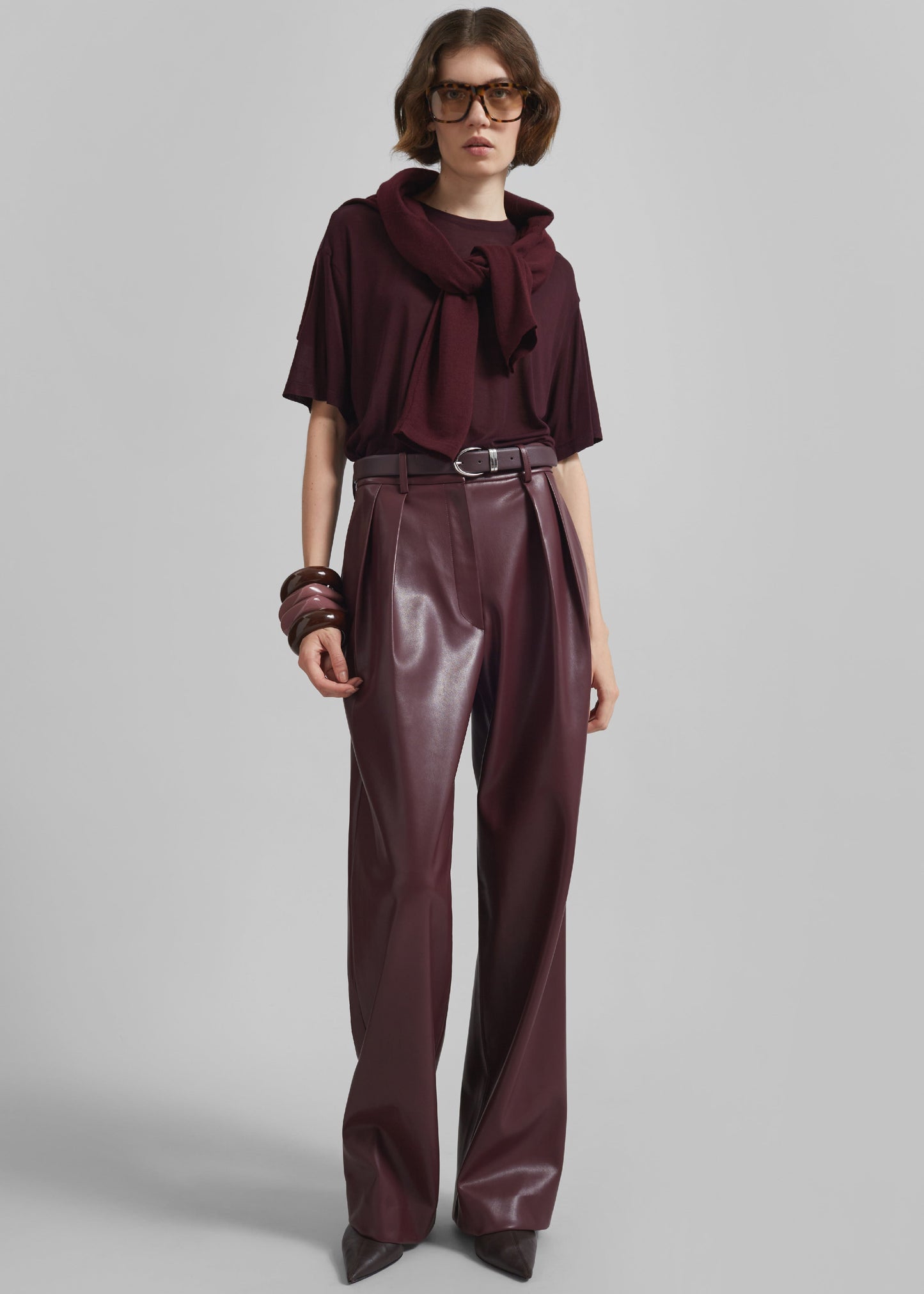 Helsinki Faux Leather Pants - Burgundy