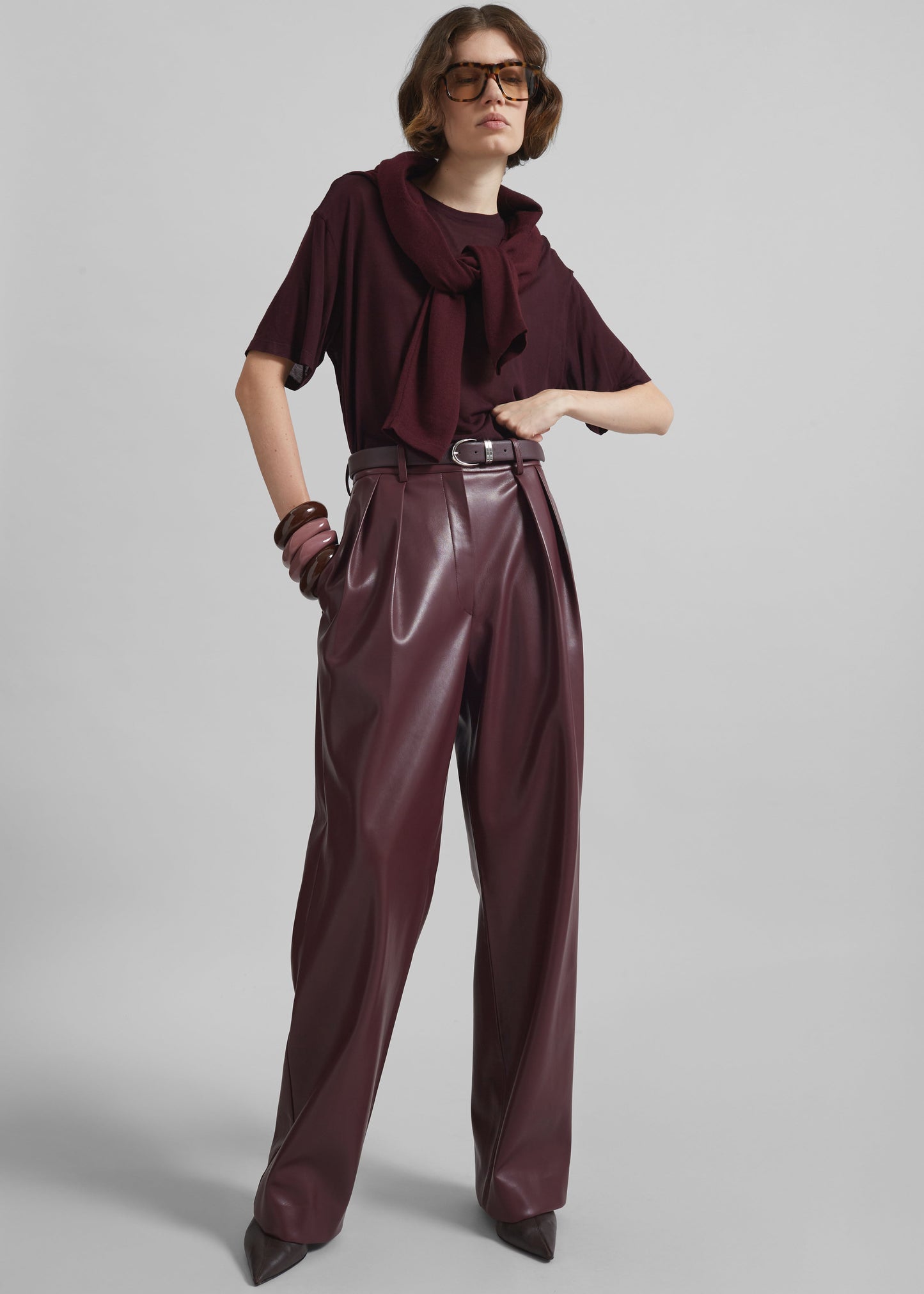 Helsinki Faux Leather Pants - Burgundy