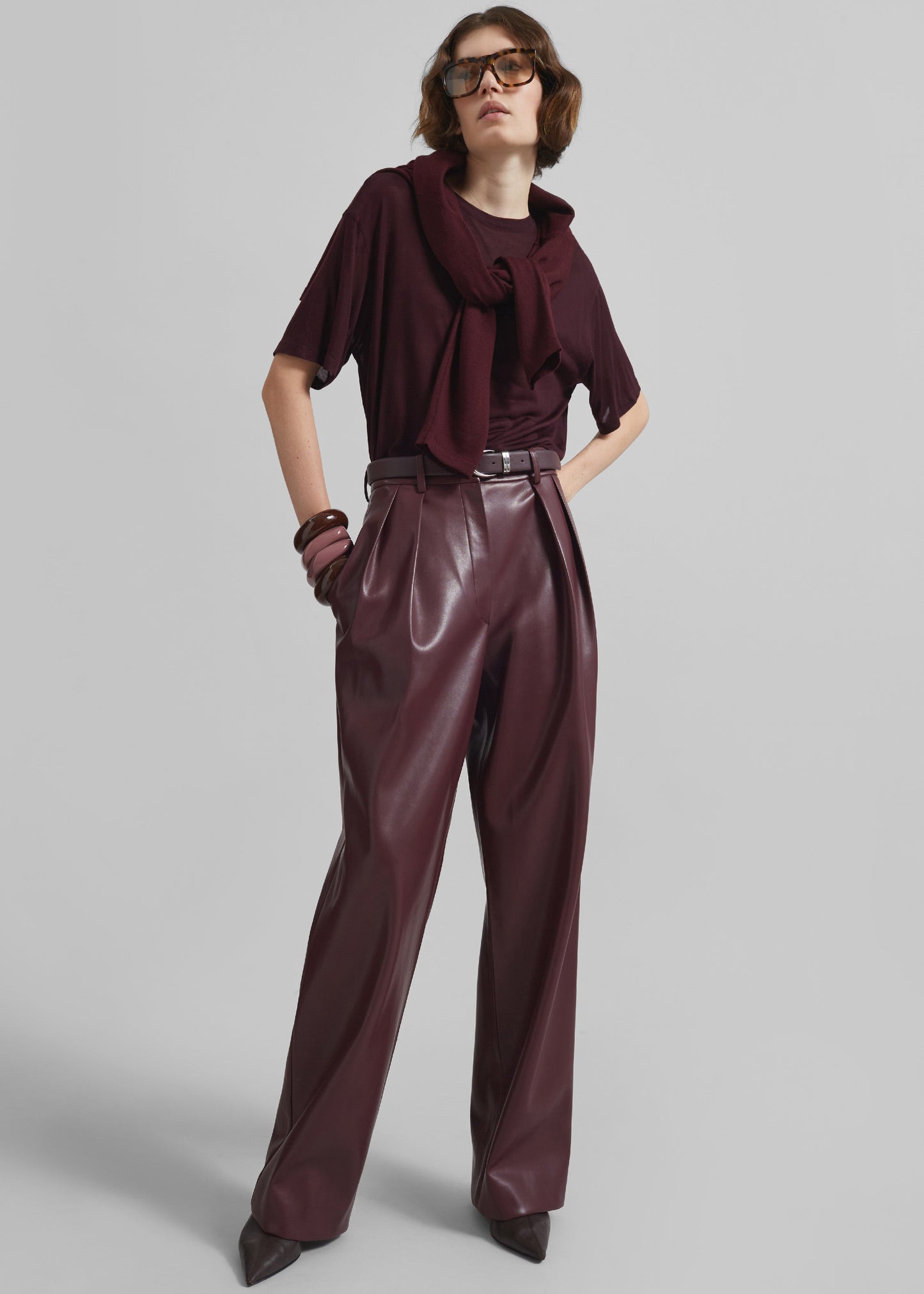 Helsinki Faux Leather Pants - Burgundy