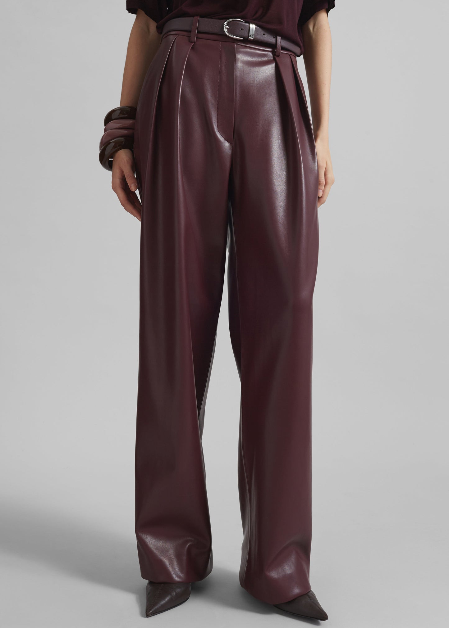 Helsinki Faux Leather Pants - Burgundy