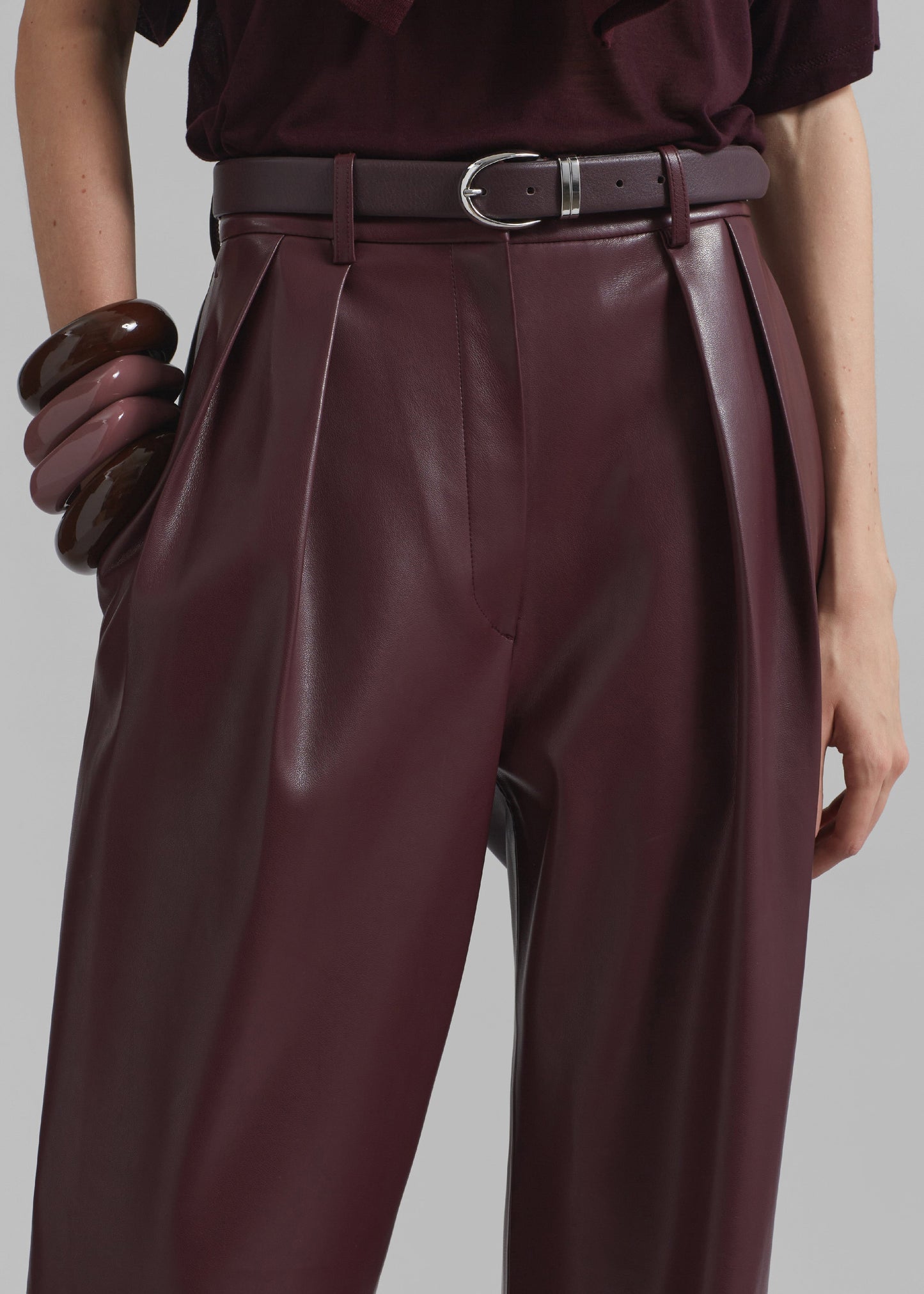 Helsinki Faux Leather Pants - Burgundy