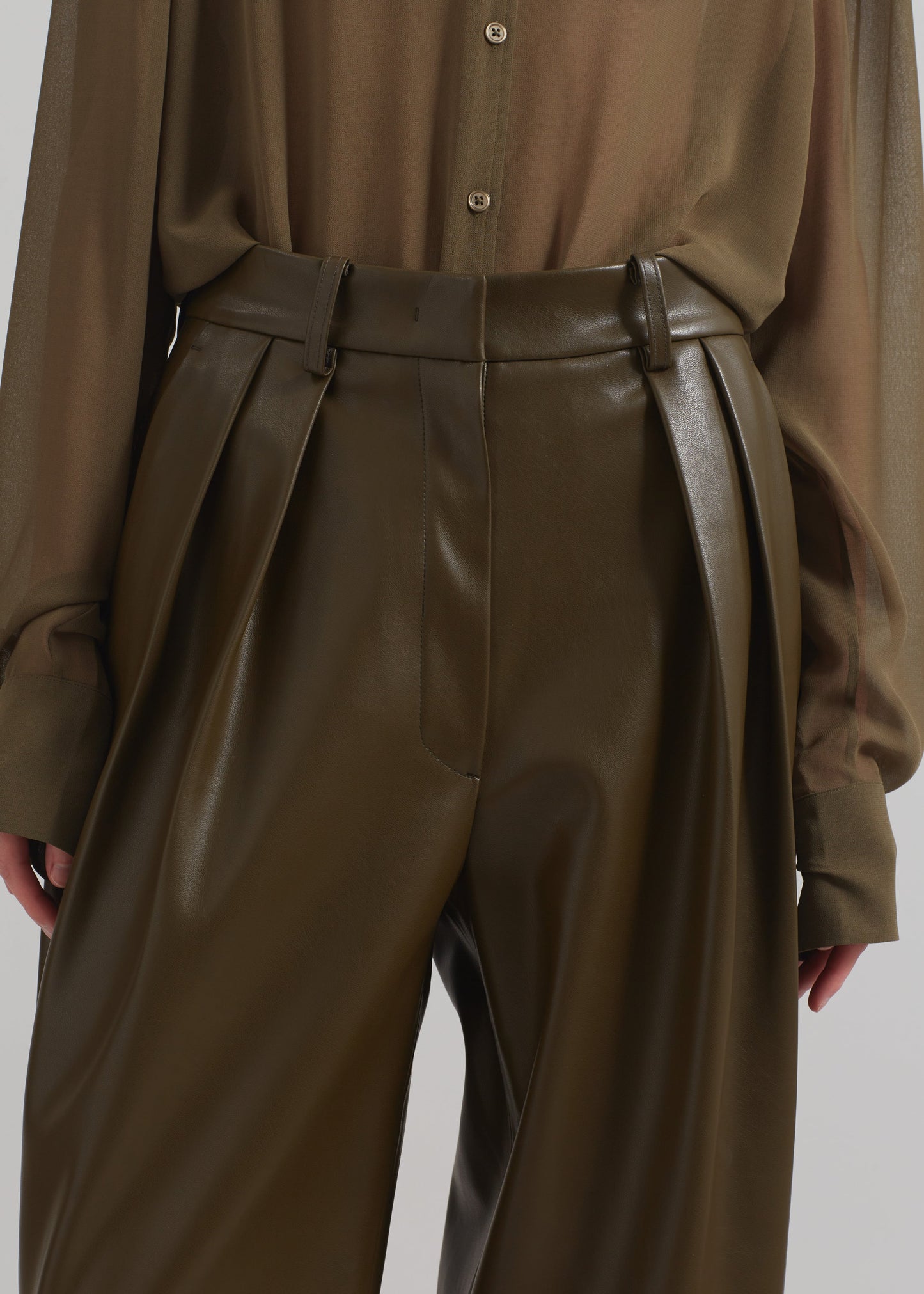 Helsinki Faux Leather Pants - Olive