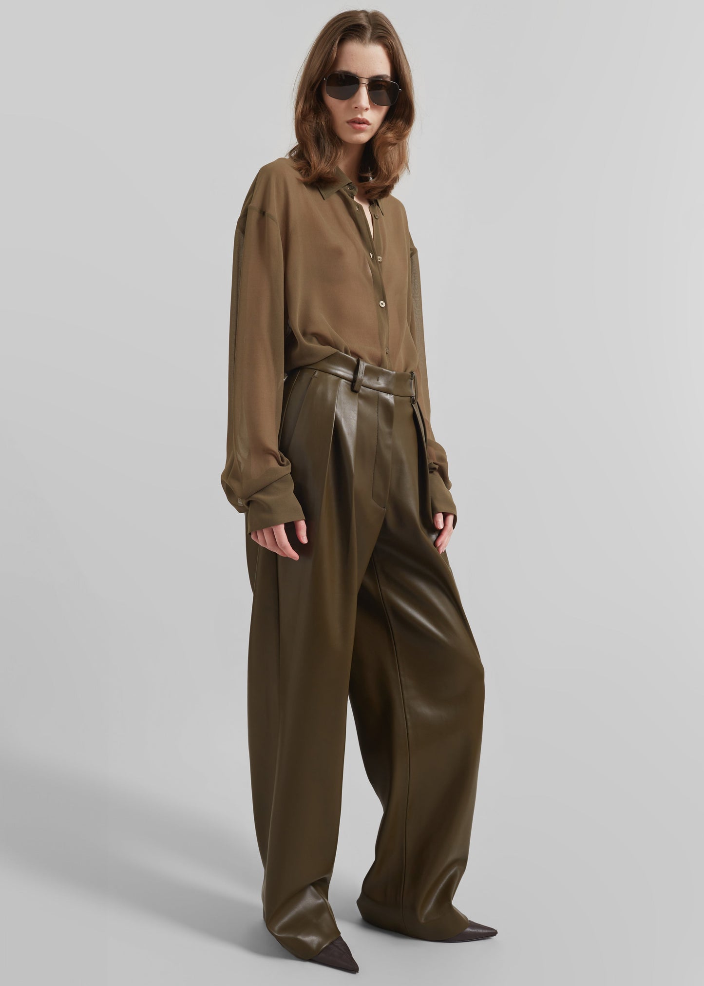 Helsinki Faux Leather Pants - Olive