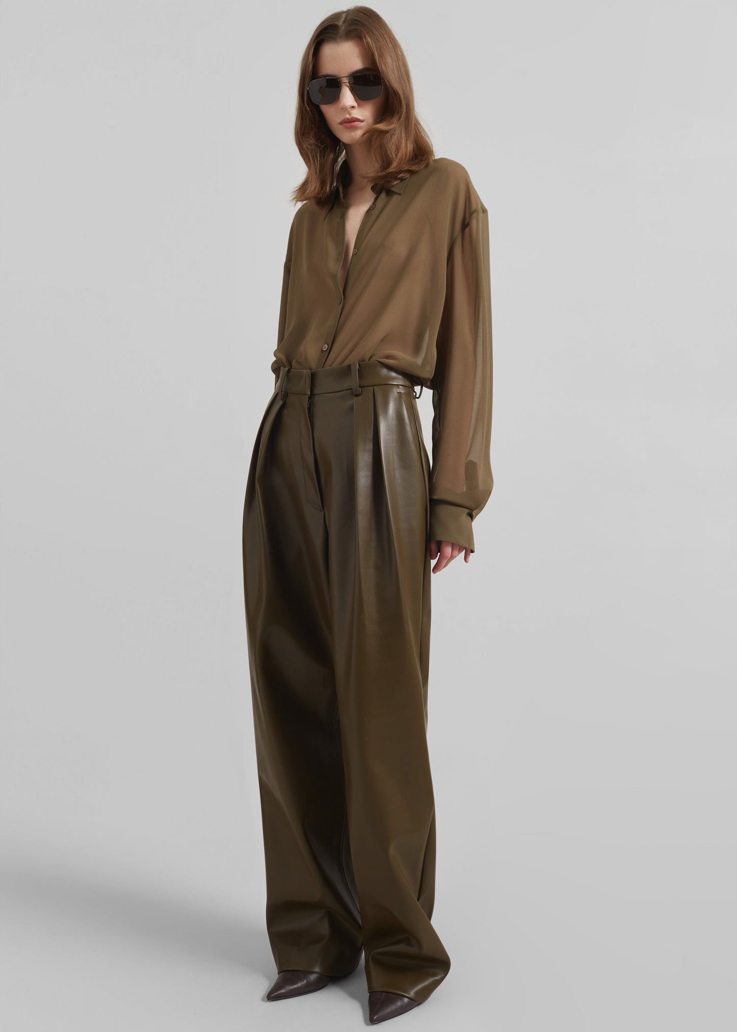 Helsinki Faux Leather Pants - Olive