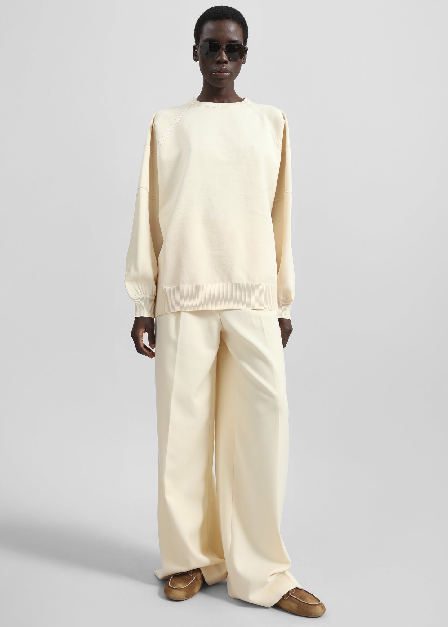Kamila Wide Leg Trousers - Light Peach