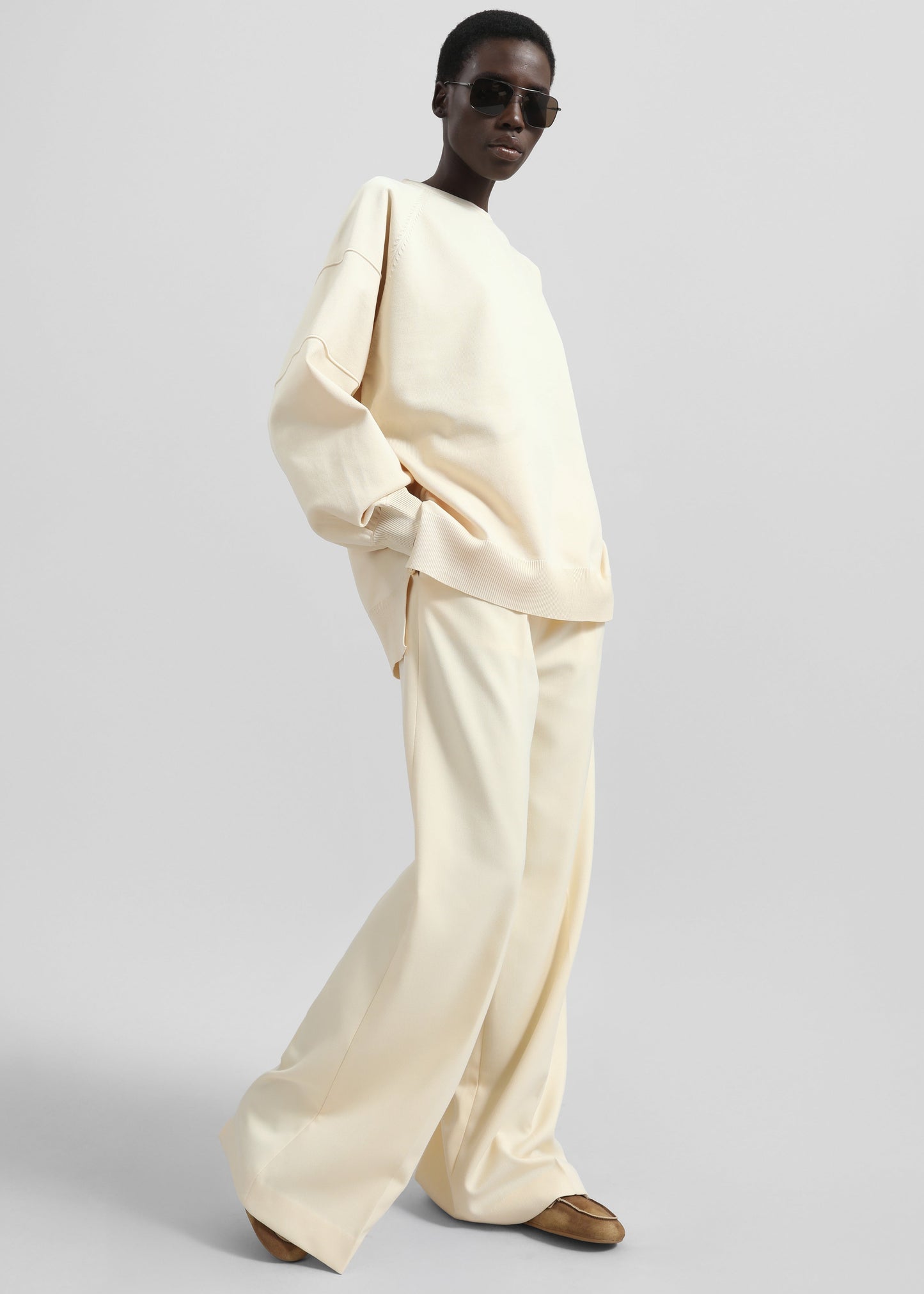 Kamila Wide Leg Trousers - Light Peach