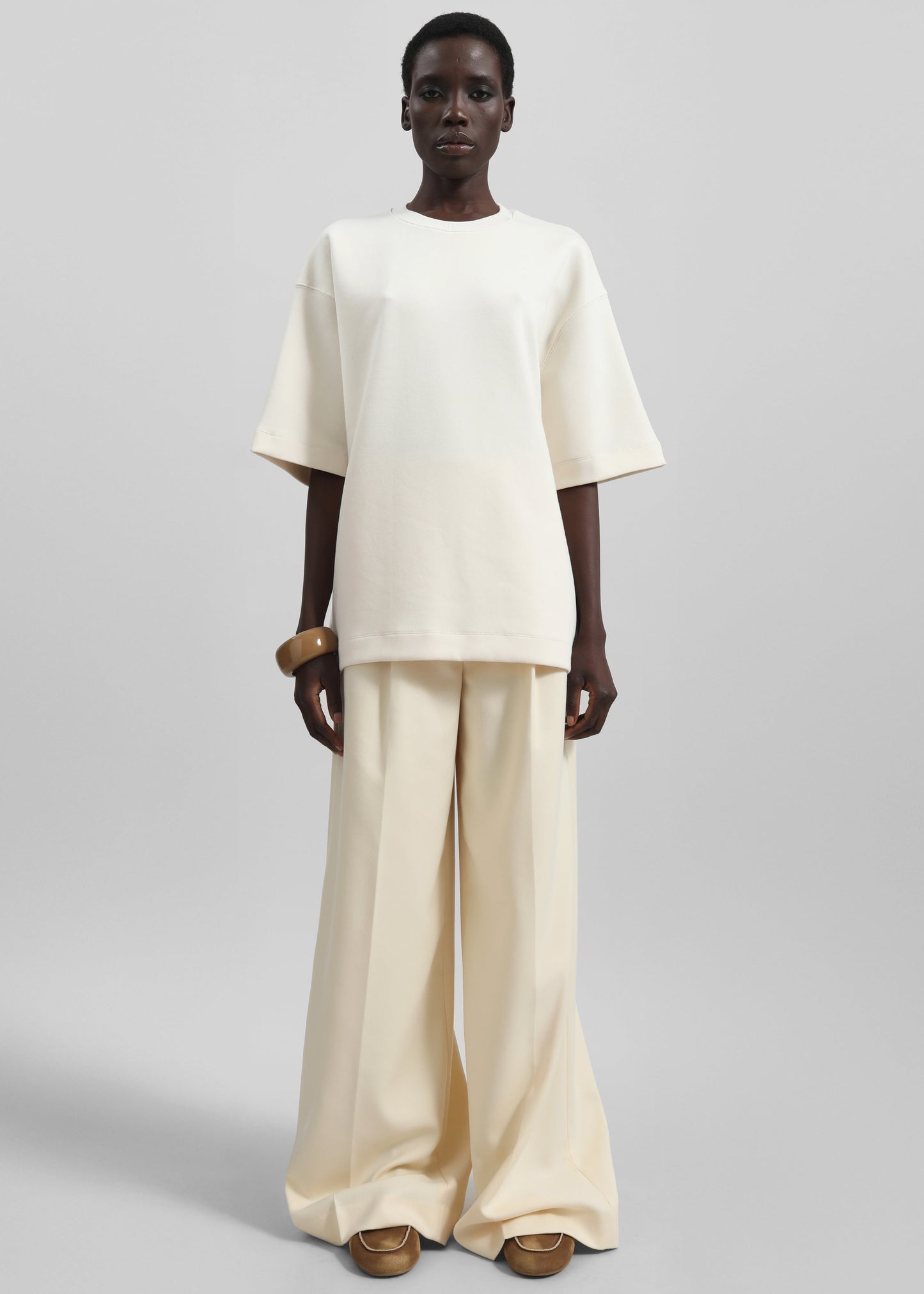 Kamila Wide Leg Trousers - Light Peach