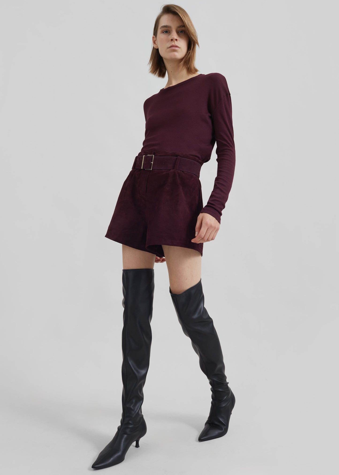 Lise Suede Shorts - Burgundy