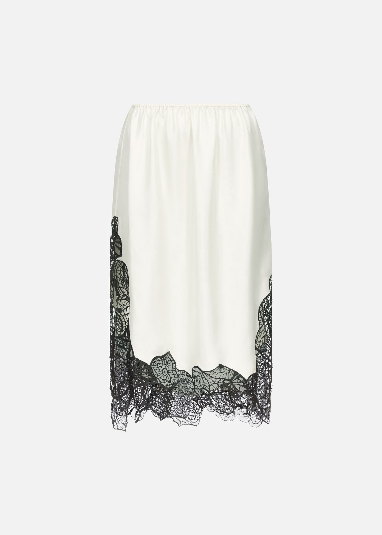 Loulou de Saison Mia Silk Lace Skirt - Ivory/Black