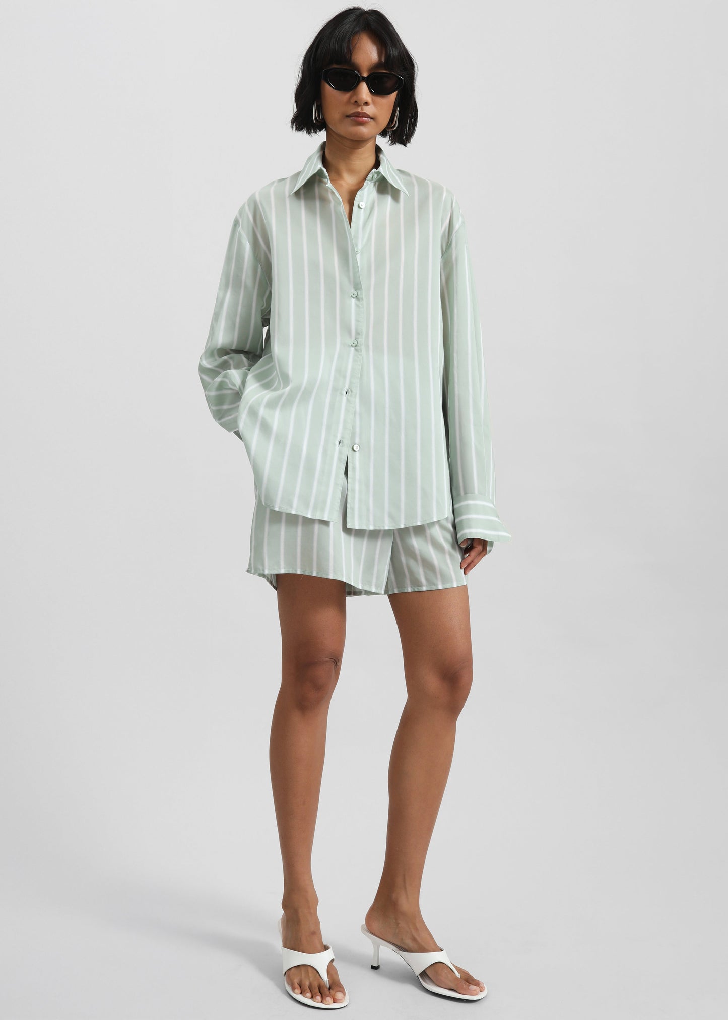Lui Silk Boxer Shorts - Green Stripe