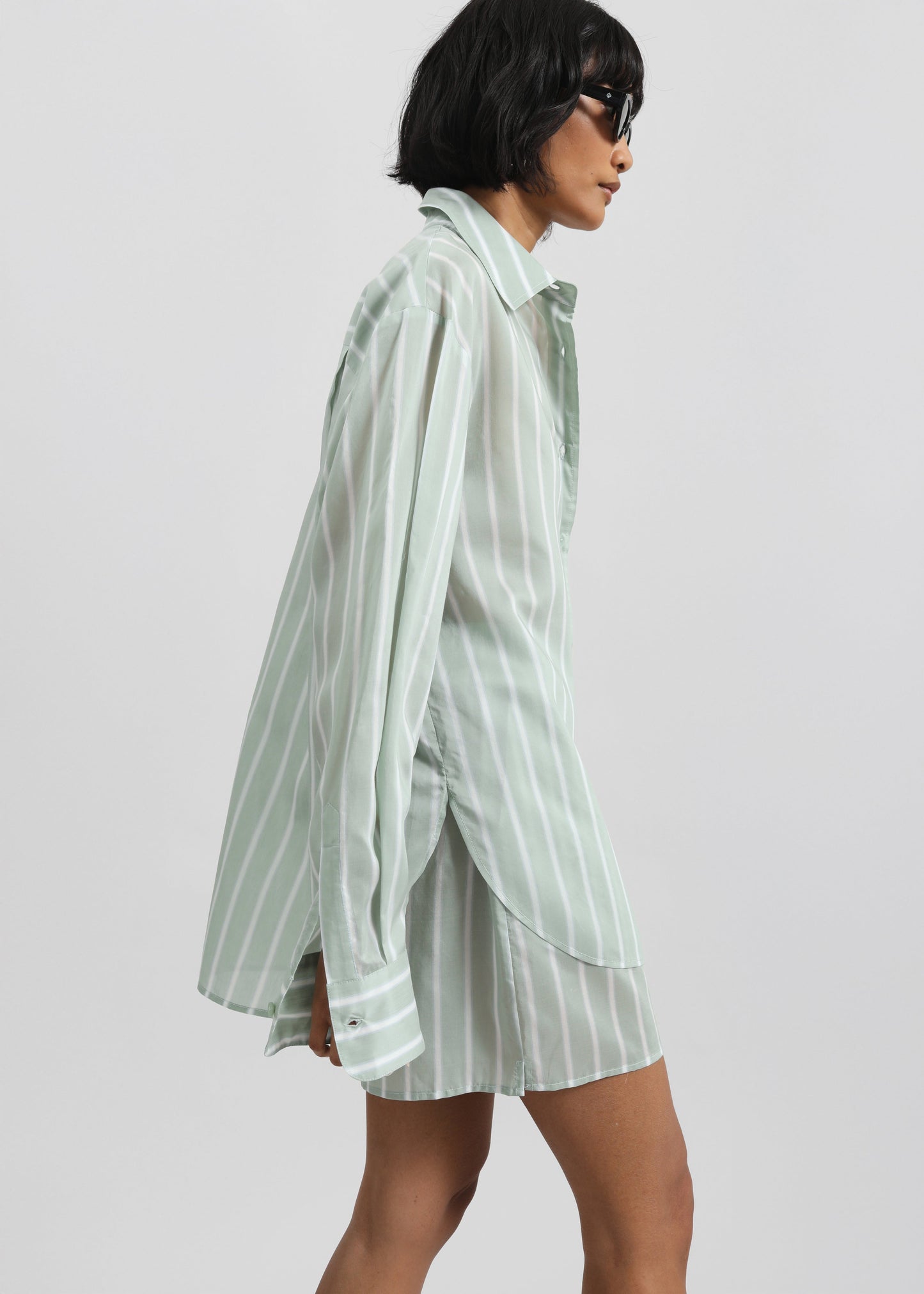 Lui Silk Boxer Shorts - Green Stripe