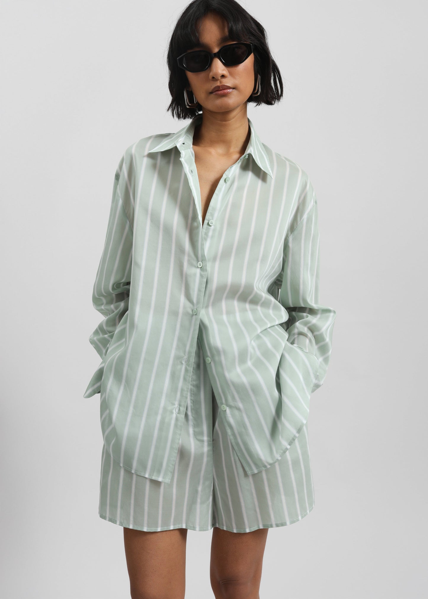 Lui Silk Boxer Shorts - Green Stripe