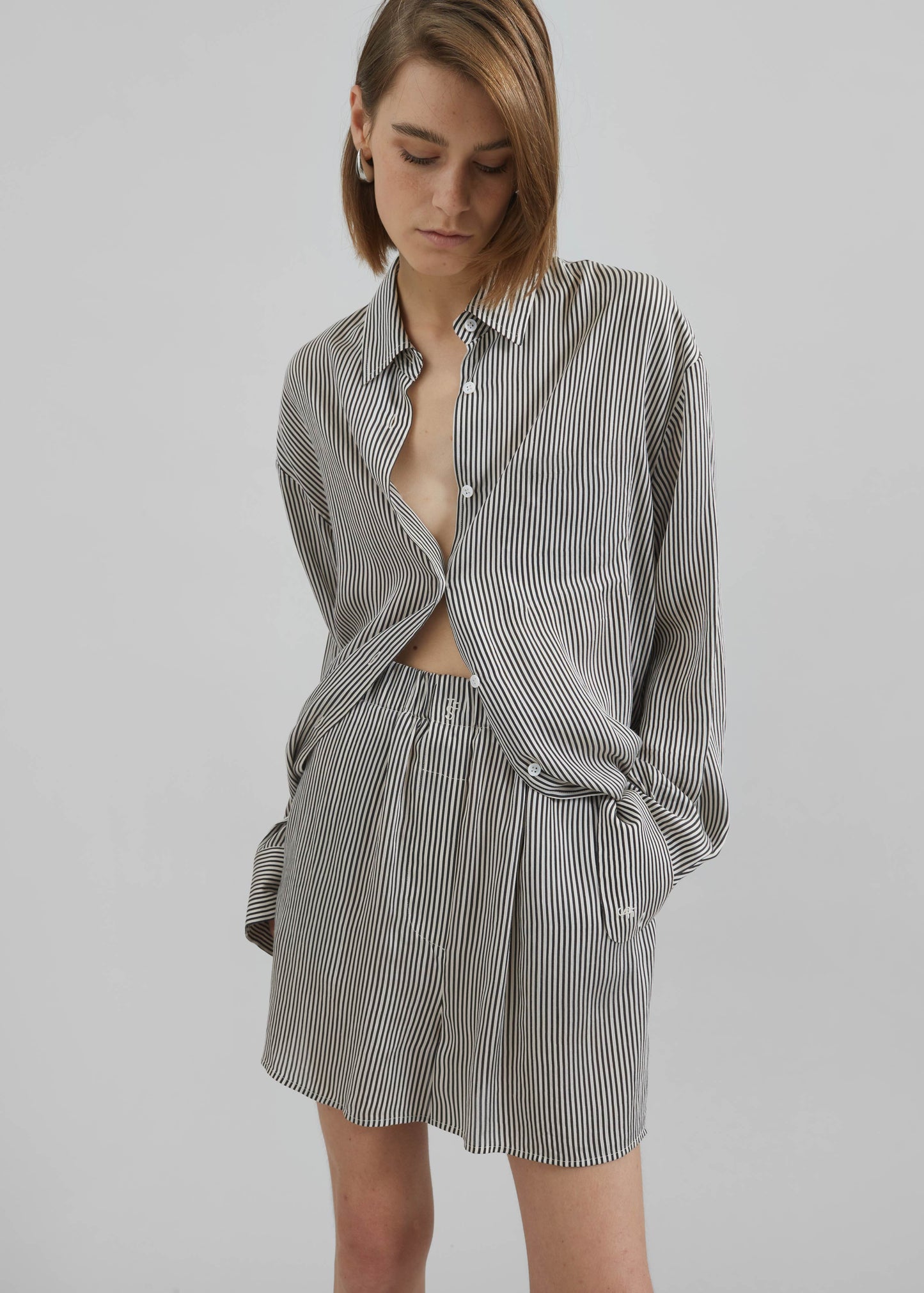 Lui Striped Silk Boxer Shorts - Black/White Stripe