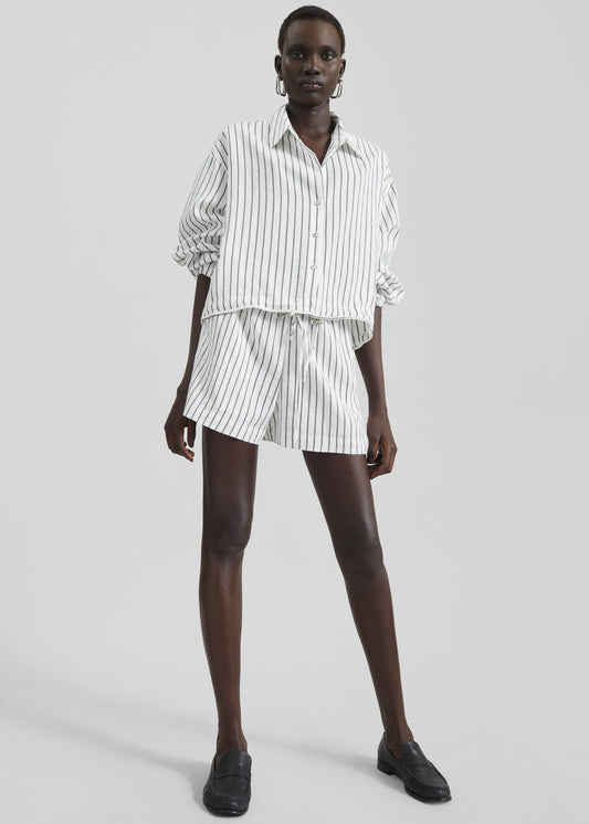 Manisa Mini Shorts - White/Black Stripe