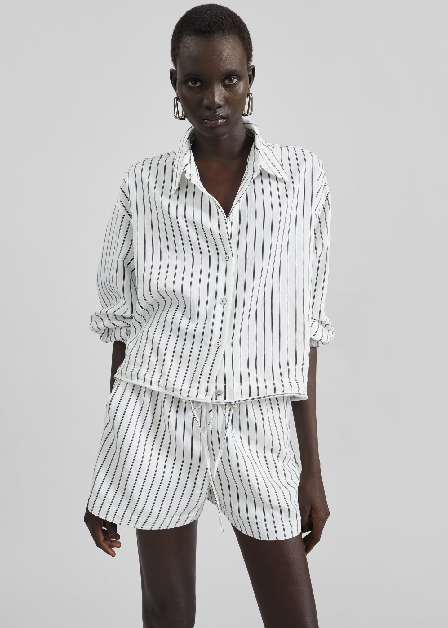 Manisa Mini Shorts - White/Black Stripe