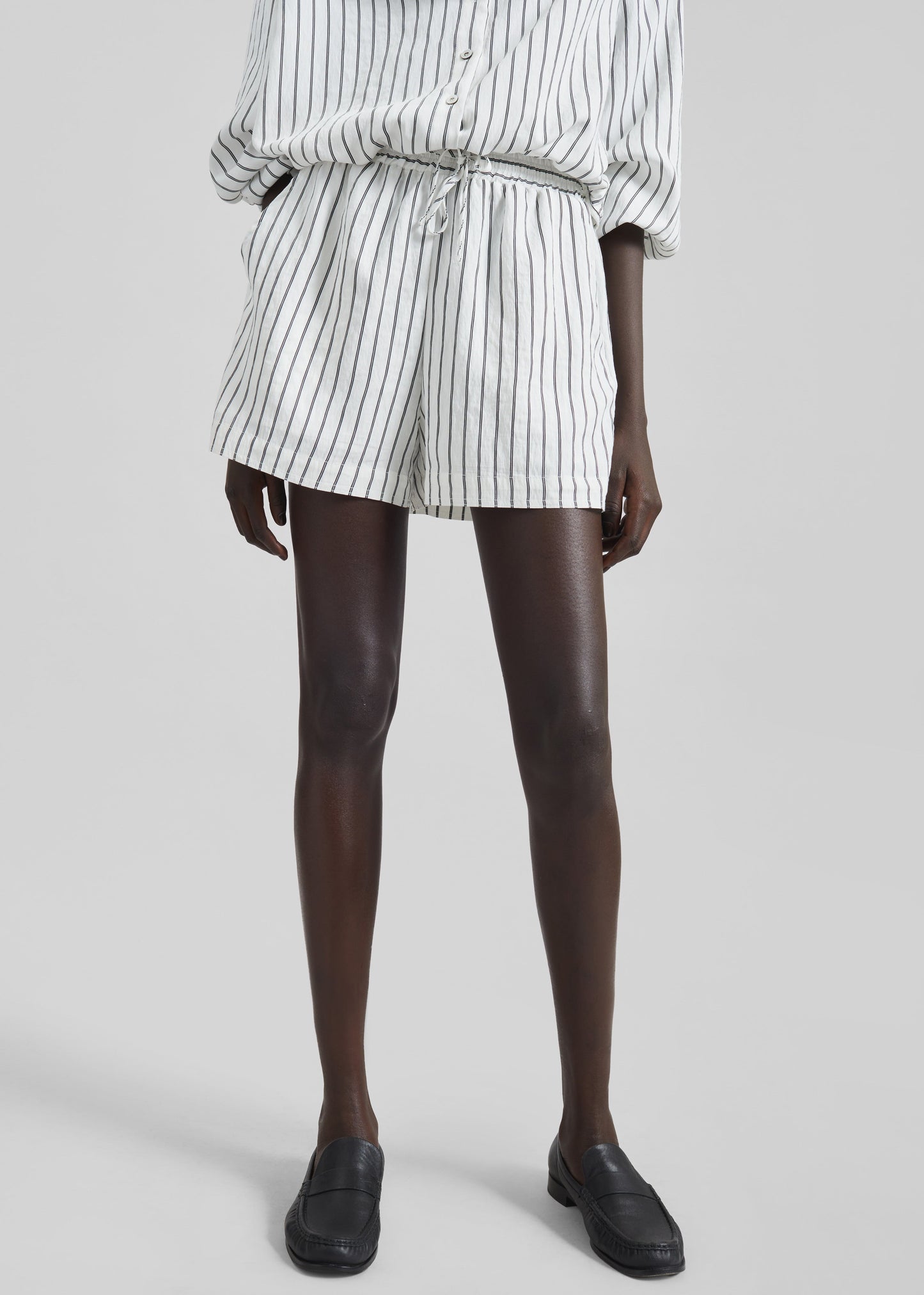 Manisa Mini Shorts - White/Black Stripe