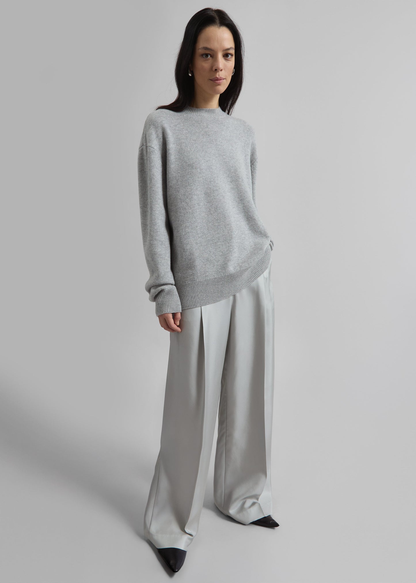 Marfa Pleated Silk Trousers - Grey