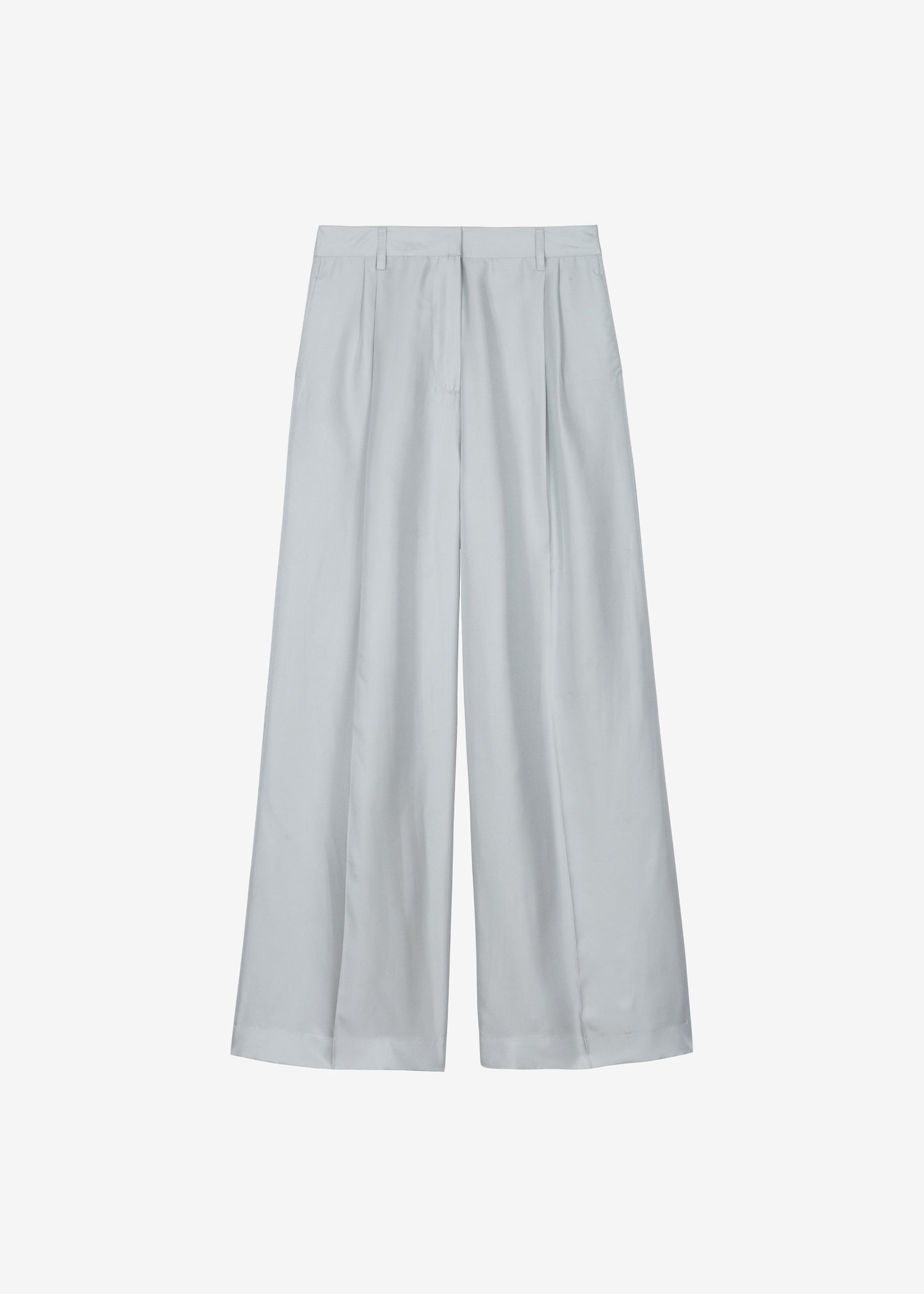 Marfa Pleated Silk Trousers - Grey