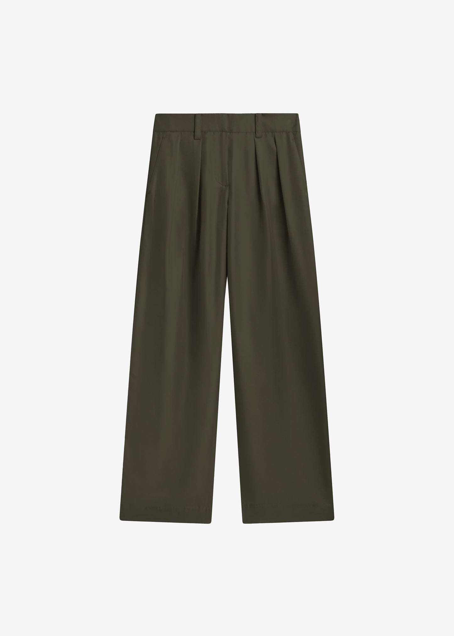 Marfa Pleated Silk Trousers - Khaki