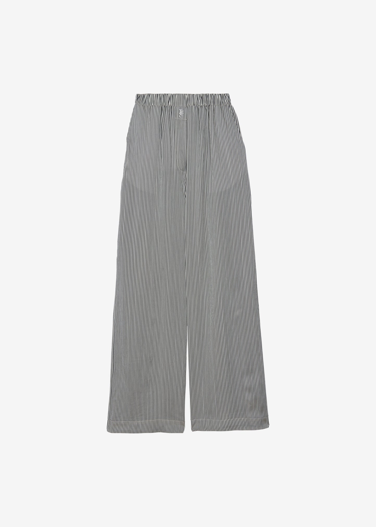 Mirca Striped Silk Elastic Pants - Black/White Stripe