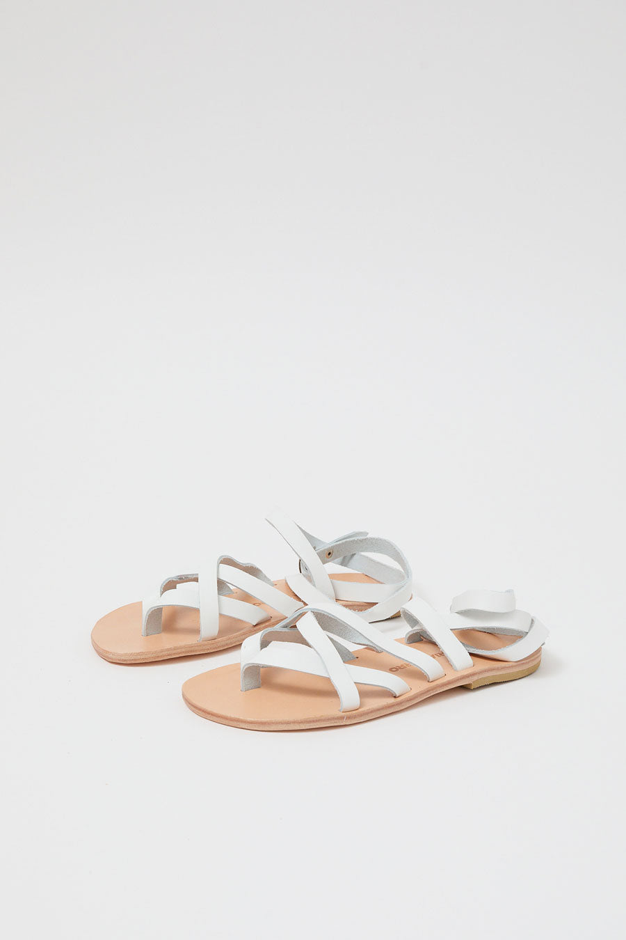 Maria Farro Delphi Sandal in White with Natural Sole