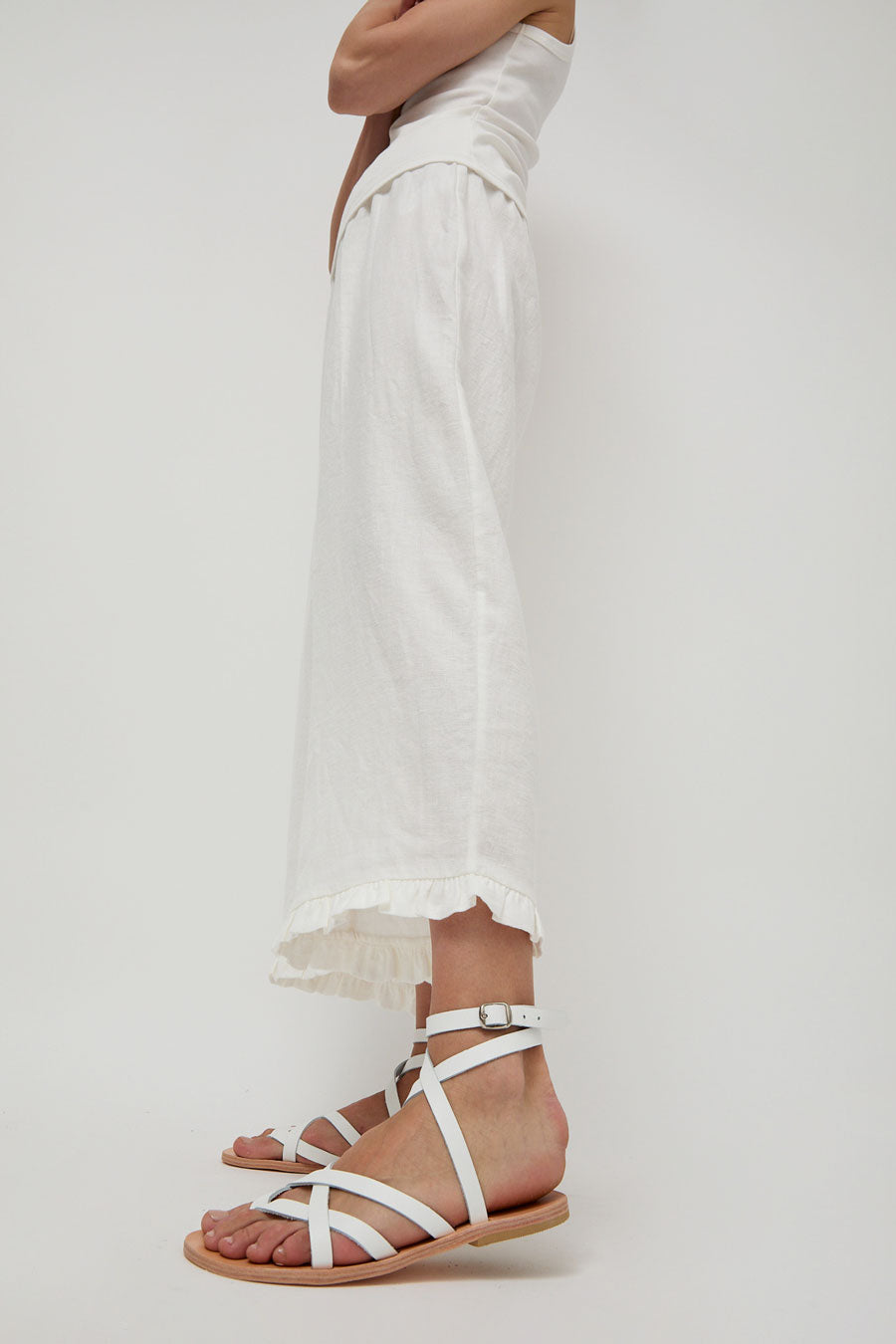 Maria Farro Delphi Sandal in White with Natural Sole