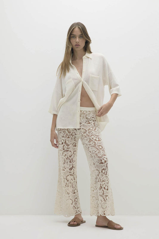 RUE BUTTON-UP CASHMERE TOP