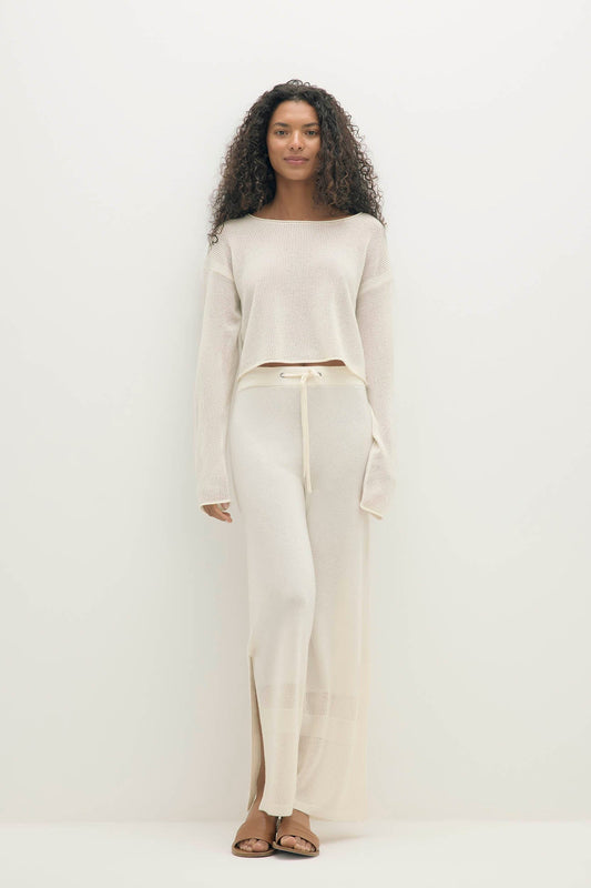 POPPIE CROPPED CASHMERE CREWNECK SWEATER