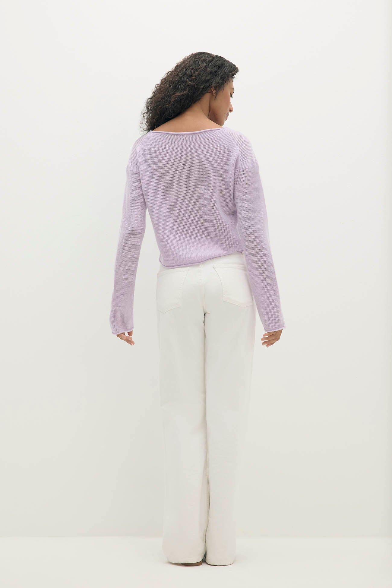 POPPIE CROPPED CASHMERE CREWNECK SWEATER