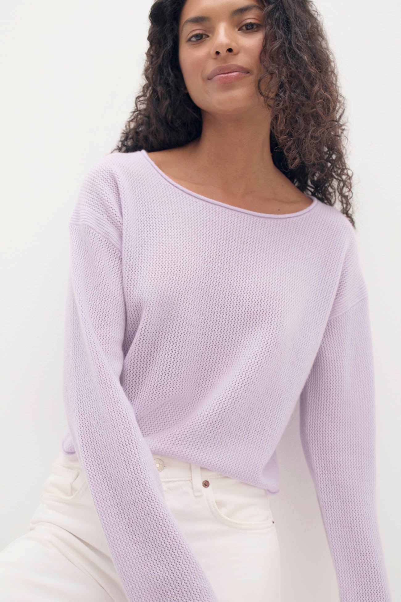 POPPIE CROPPED CASHMERE CREWNECK SWEATER