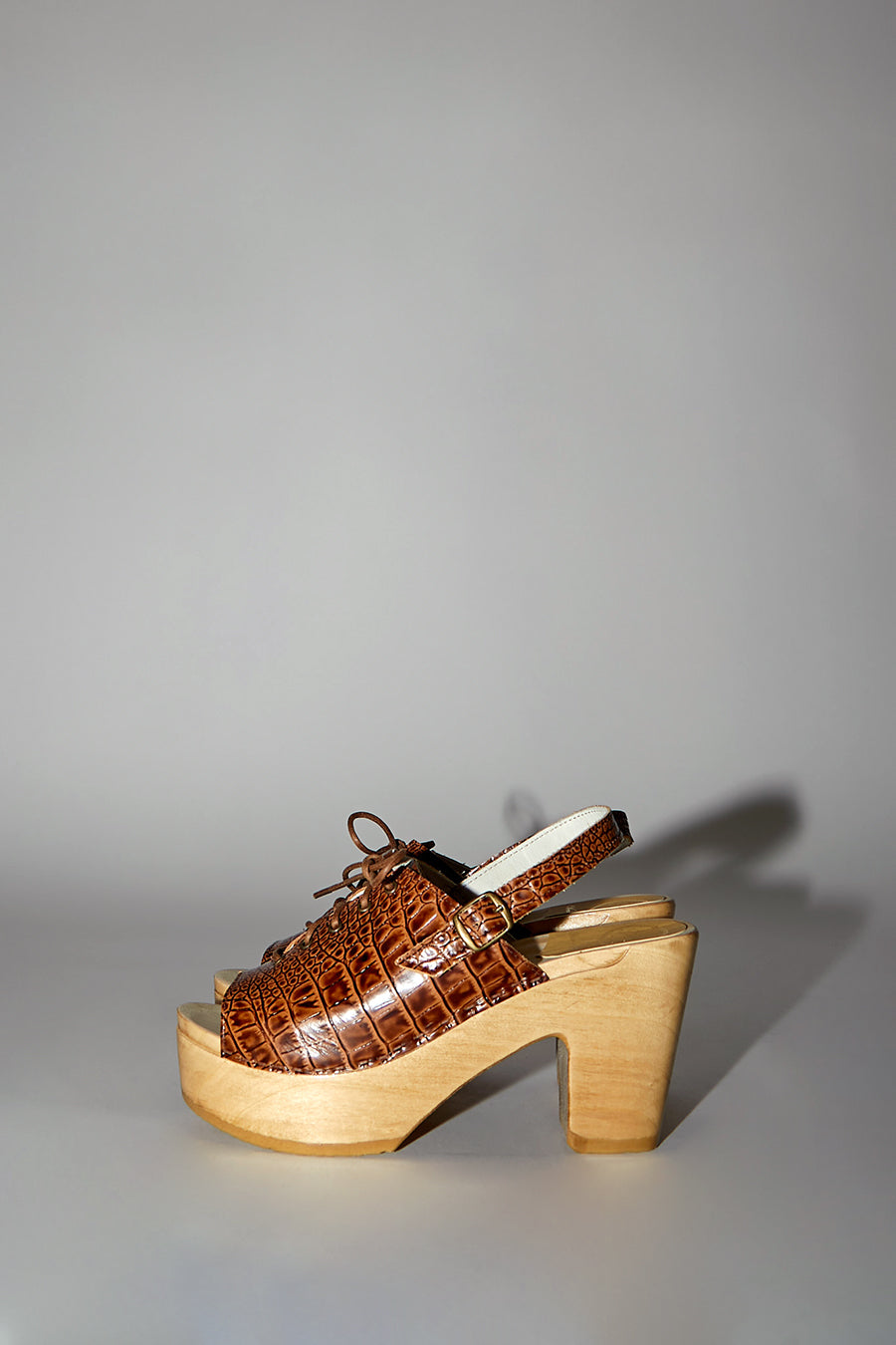 No.6 Simone Clog on Platform in Pecan Croc