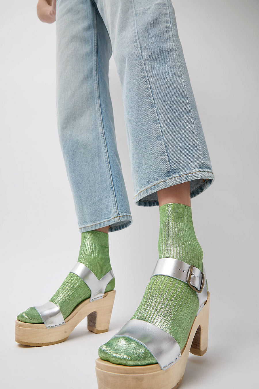No.6 Two Strap Clog on Platform in Silver