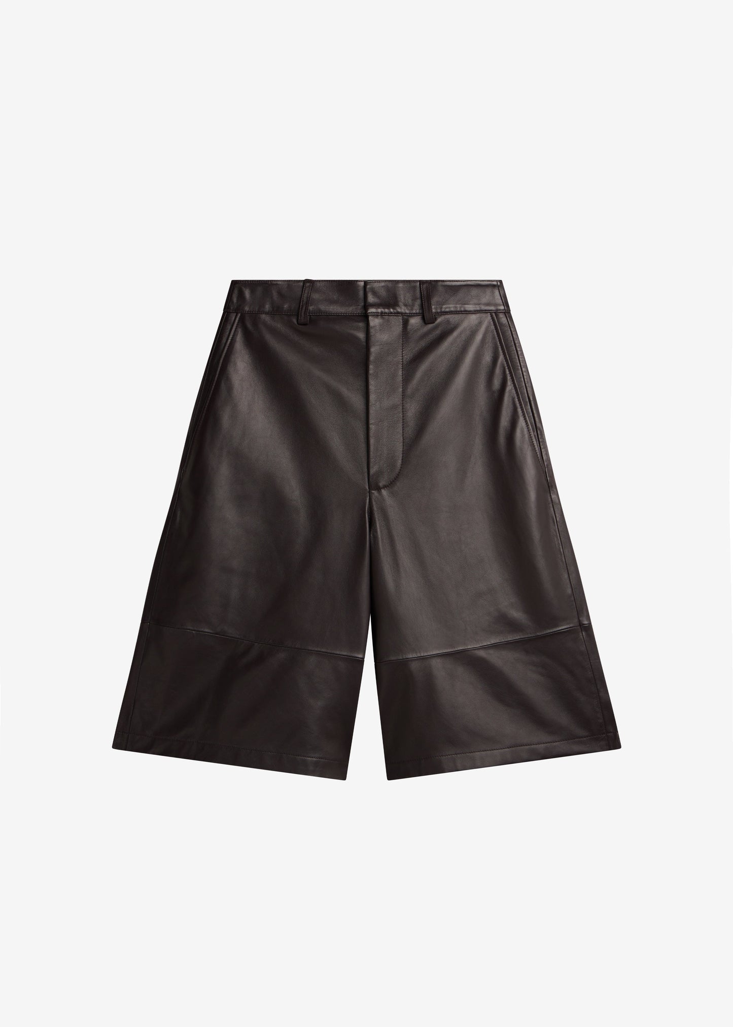 Olivia Leather Bermuda Shorts - Dark Brown