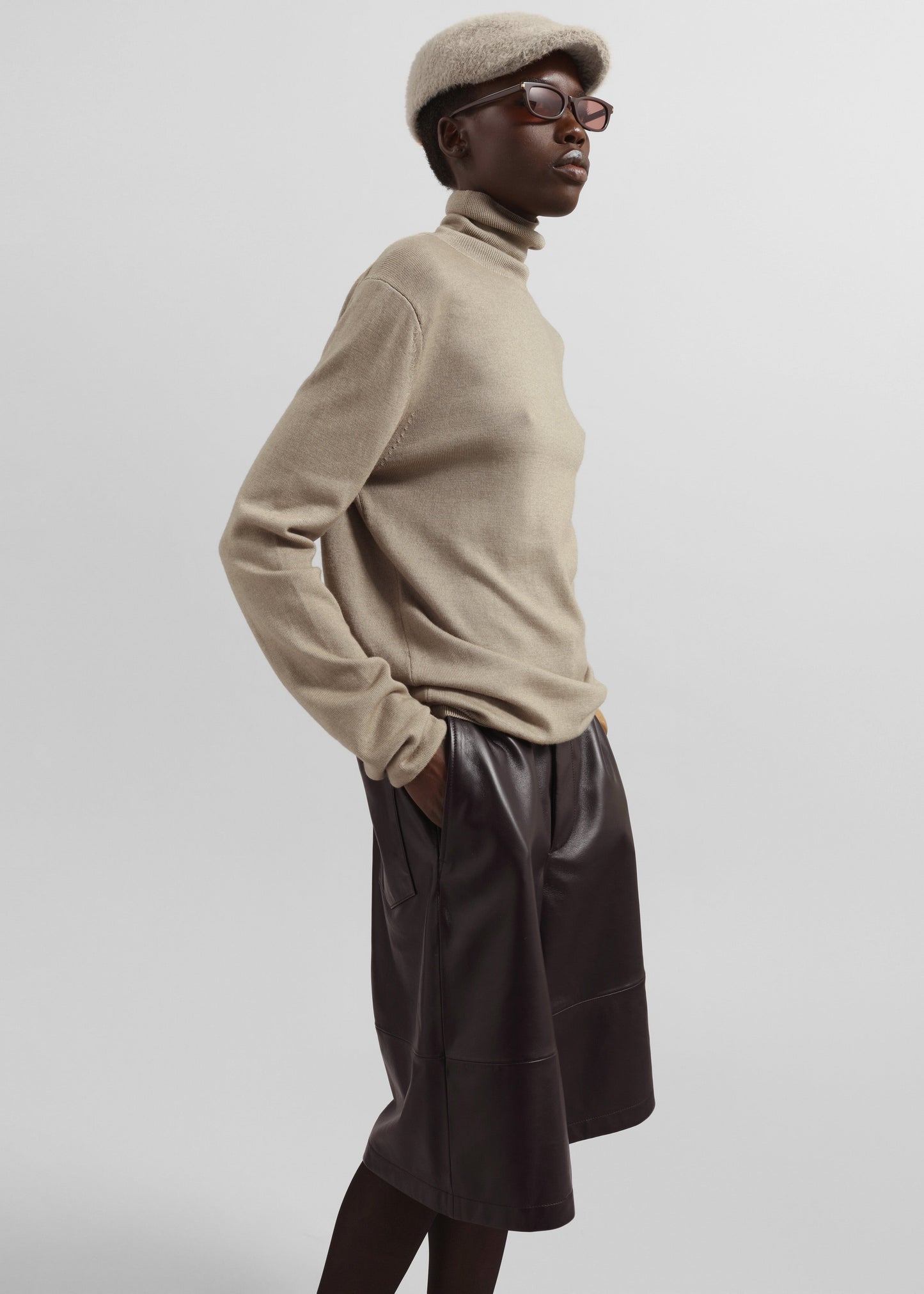 Olivia Leather Bermuda Shorts - Dark Brown