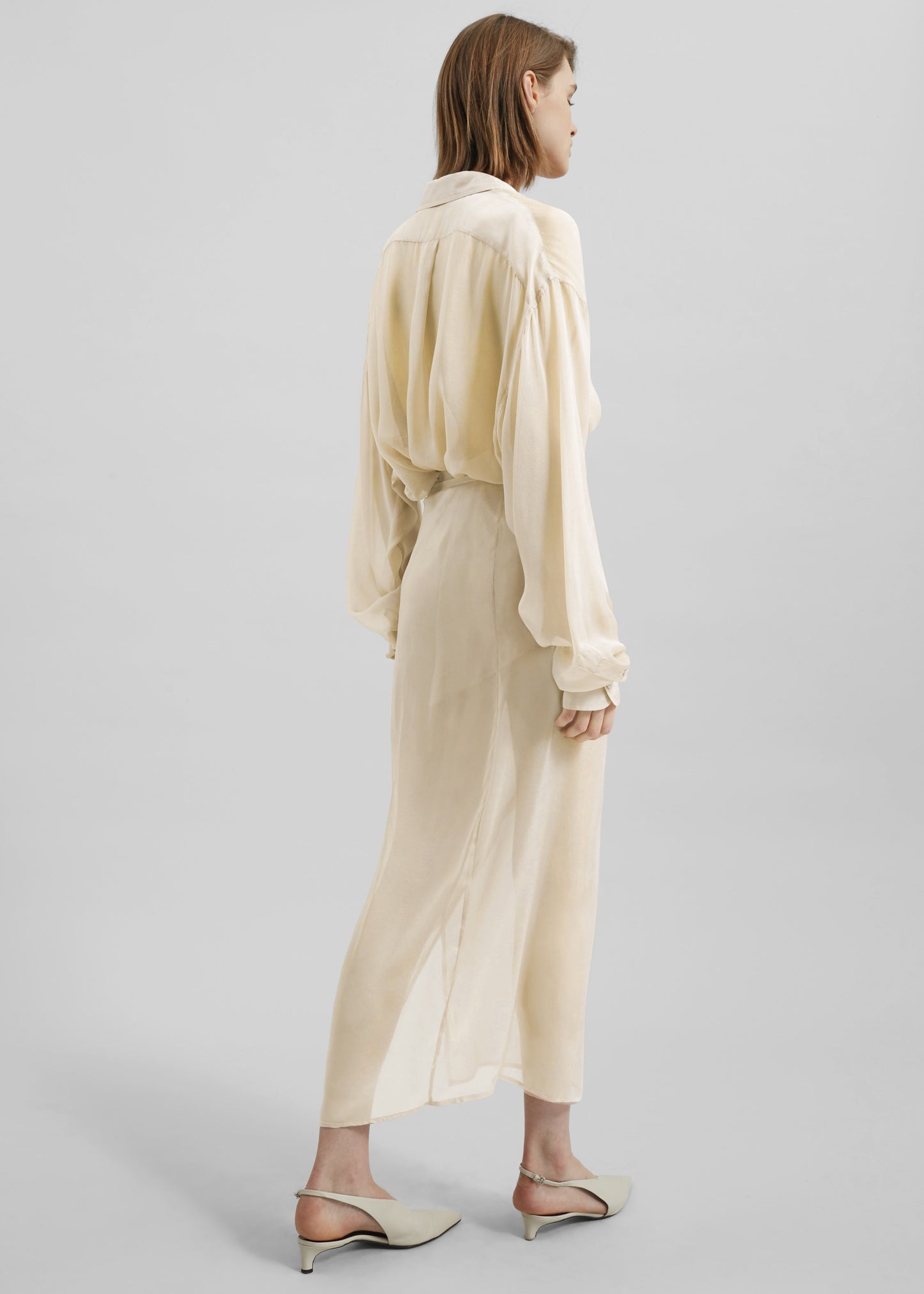 Oria Sheer Silk Chiffon Wrap Skirt - Pale Yellow