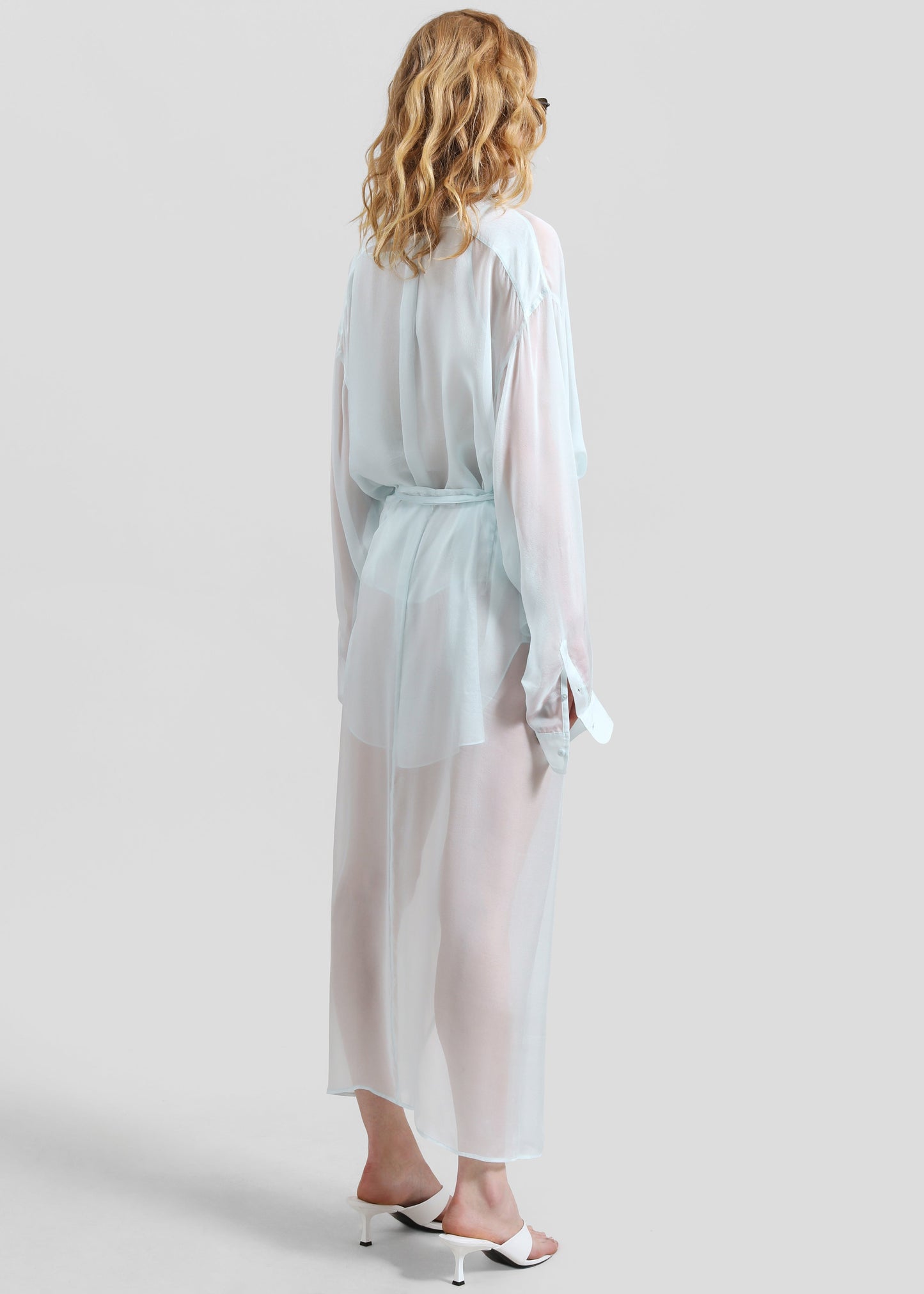 Oria Sheer Silk Chiffon Wrap Skirt - Pale Blue