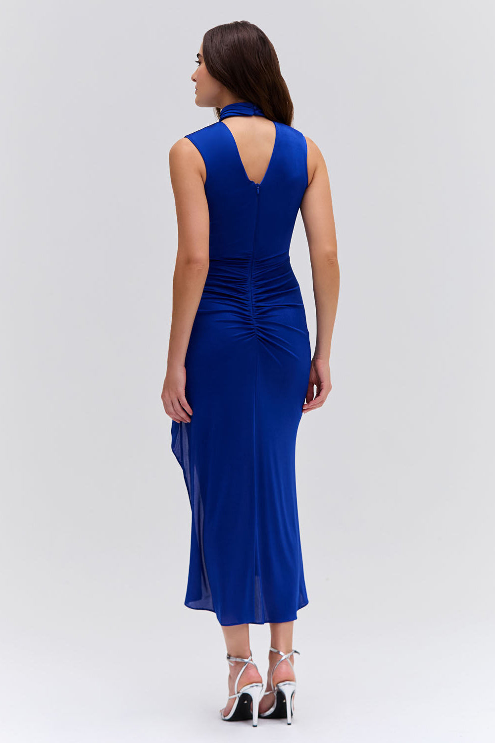 Metallic Jersey Sleeveless Midi Dress