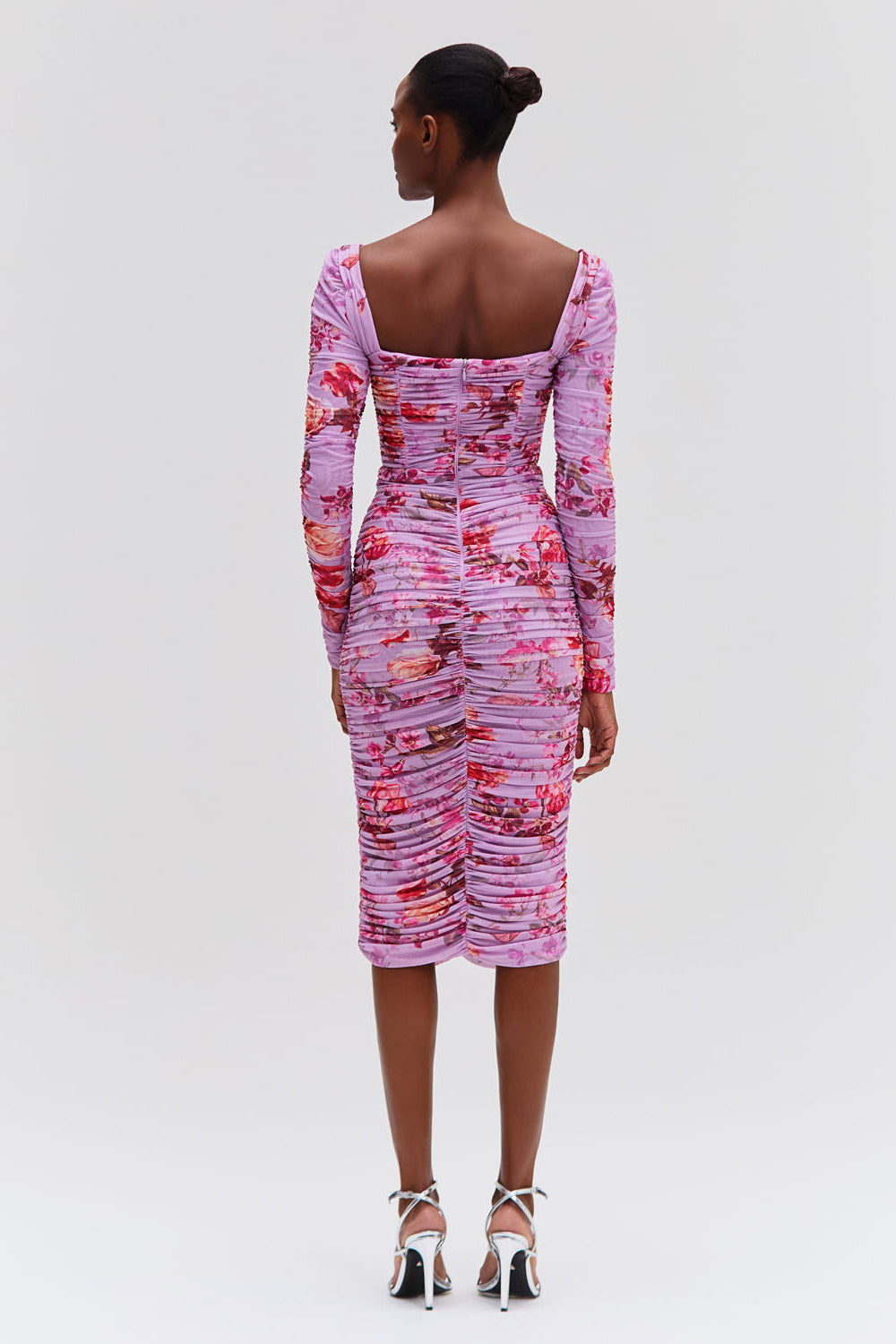 Floral Haze Stretch Tulle Midi Dress