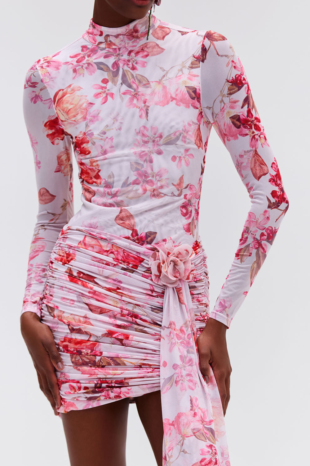 Floral Haze Stretch Tulle Mini Dress