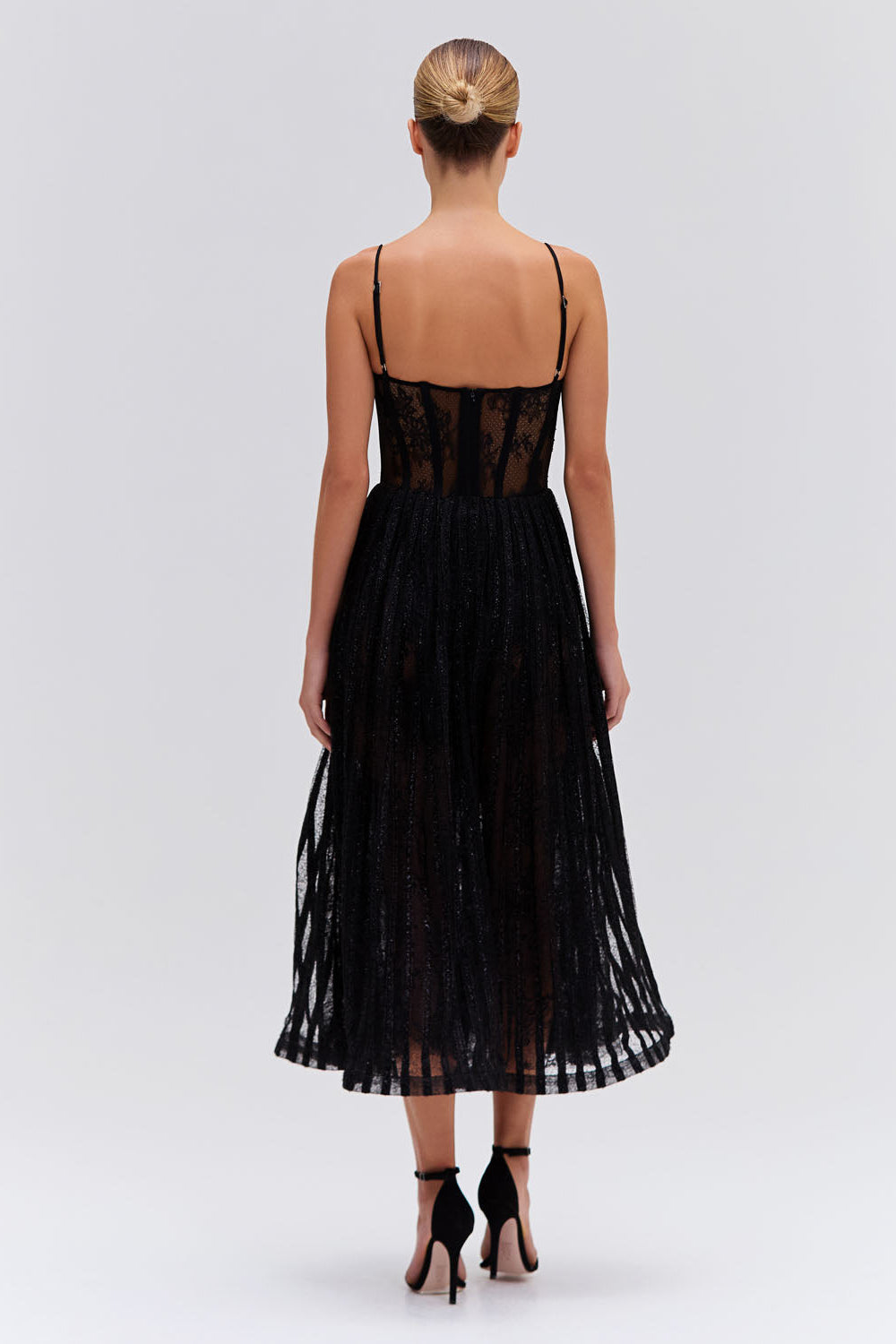 LUREX TULLE BUSTIER MIDI DRESS