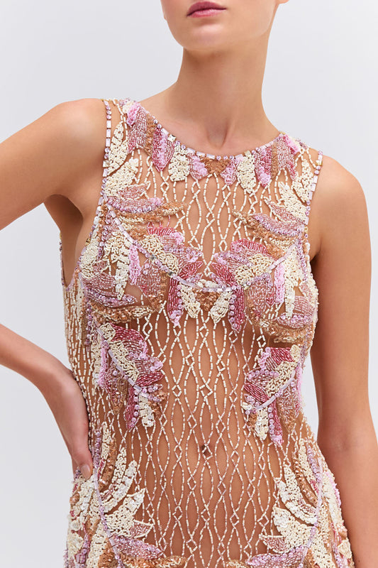 Hand-Beaded Sleeveless Mini Dress (EXCLUSIVE)