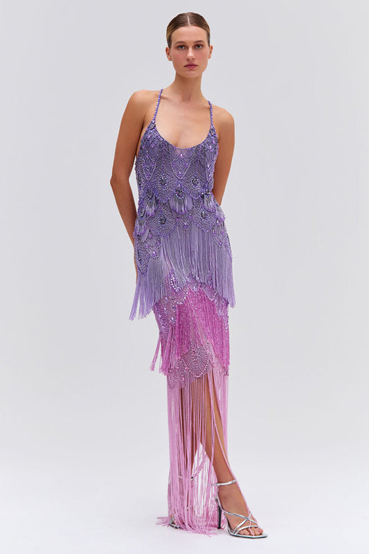 Hand-Beaded Ombre Gown