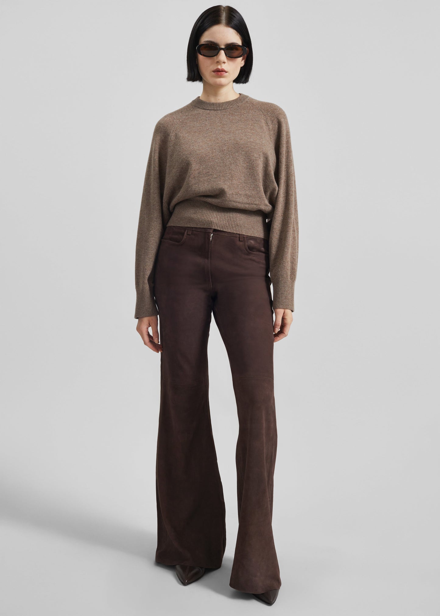 Remain Flared Suede Pants - Chicory Coffee