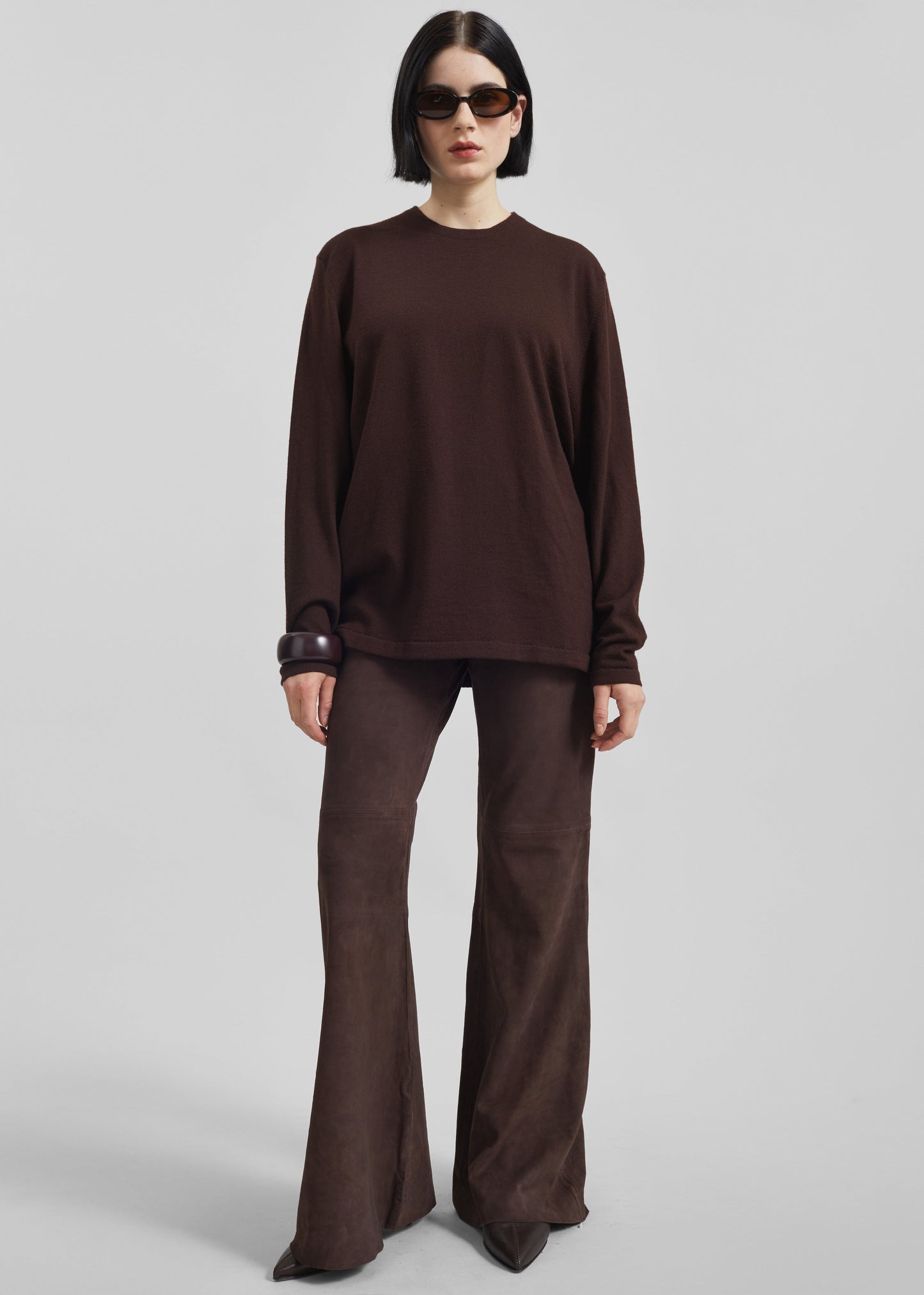 Remain Flared Suede Pants - Chicory Coffee