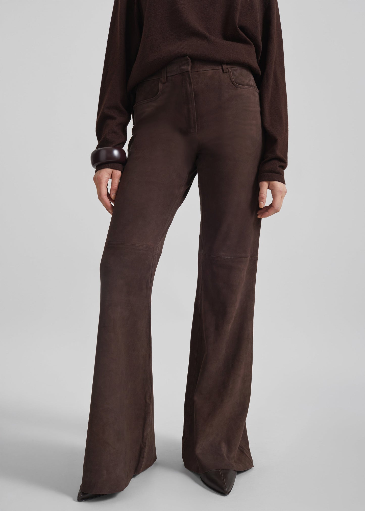 Remain Flared Suede Pants - Chicory Coffee