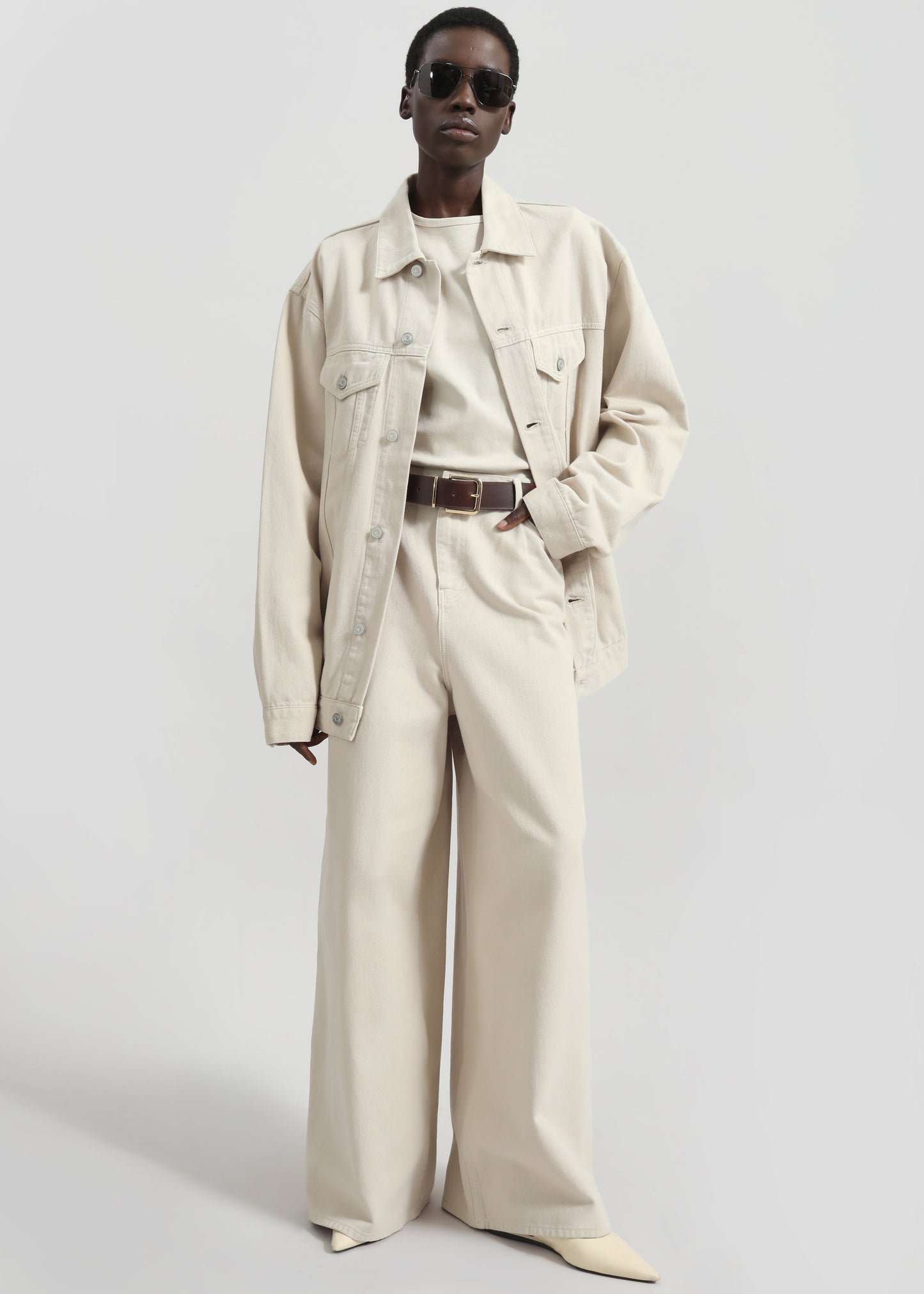 Sasha Wide Leg Jeans - Sand