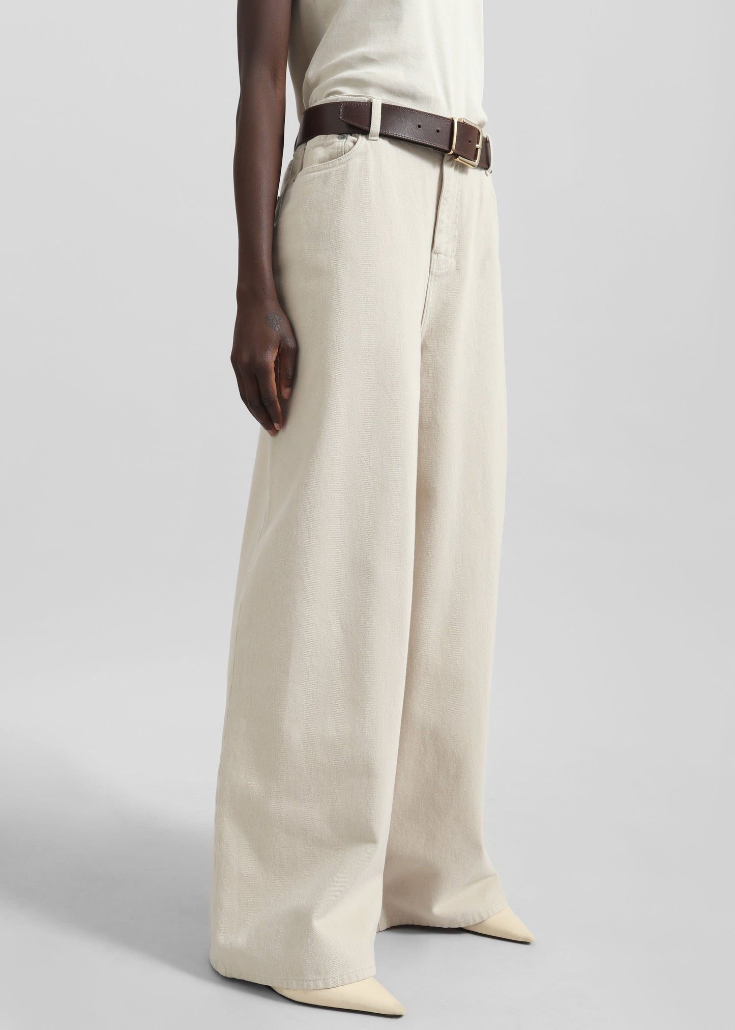 Sasha Wide Leg Jeans - Sand