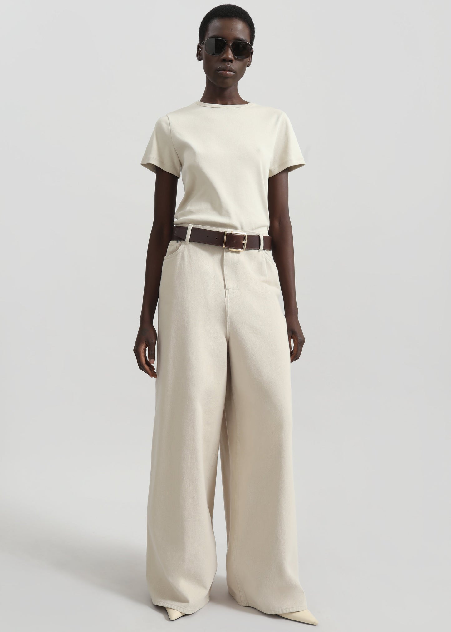 Sasha Wide Leg Jeans - Sand